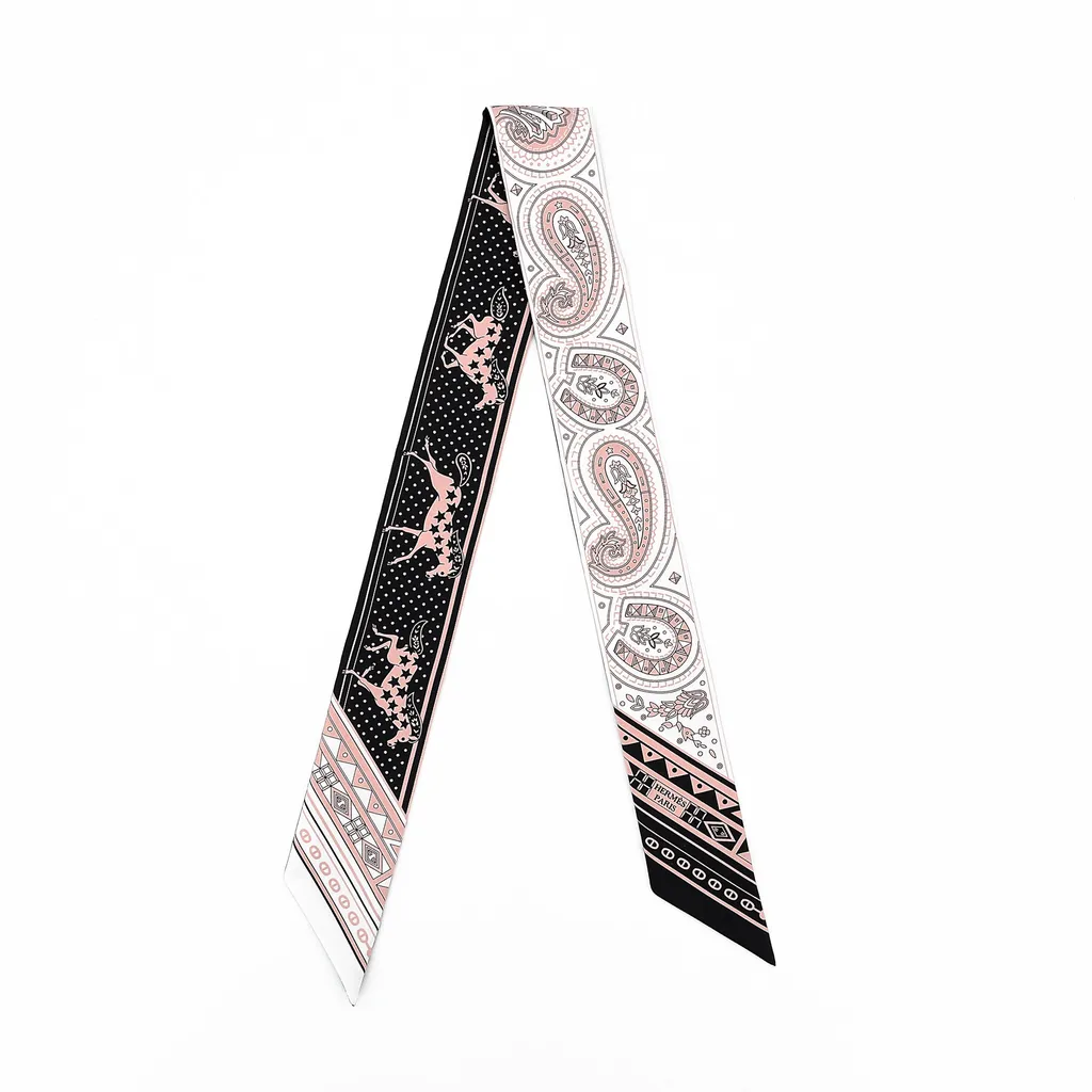 Twilly Cheval de Coeur Bandana Pink Black