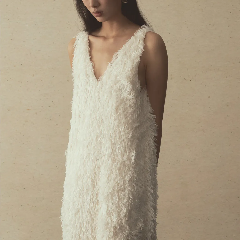BIFU Off-white Feather Tassel Dress Off-White