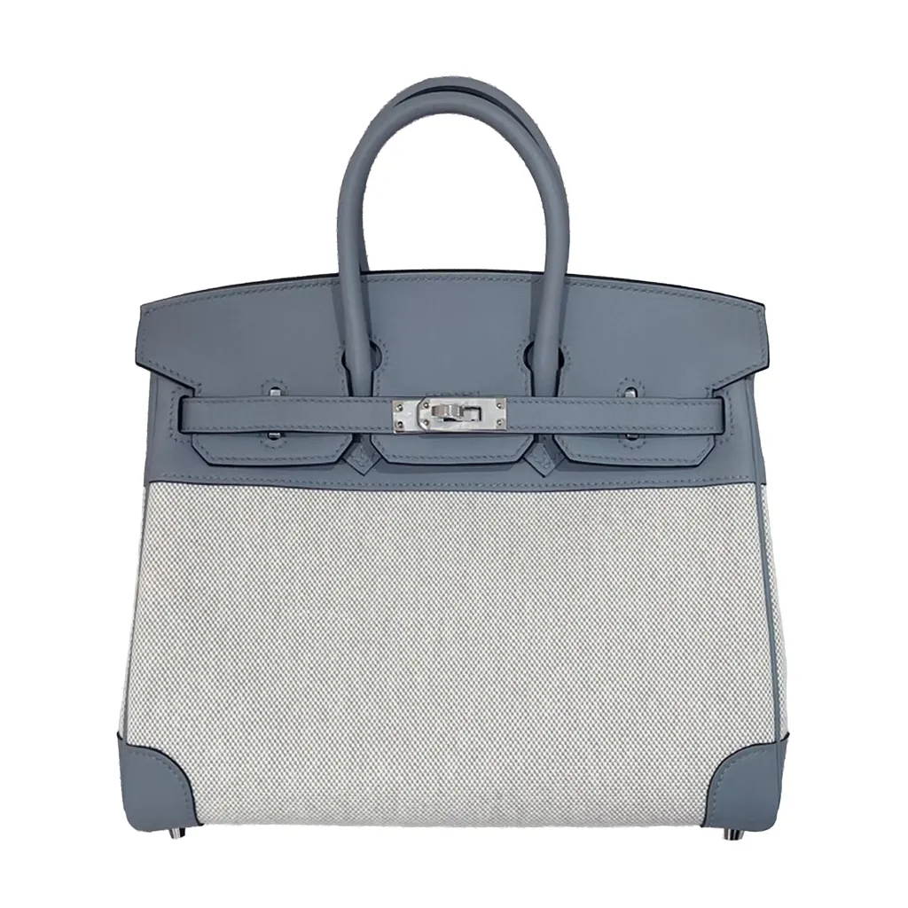 Birkin 25 Bleu Glacier (8U) Ecru