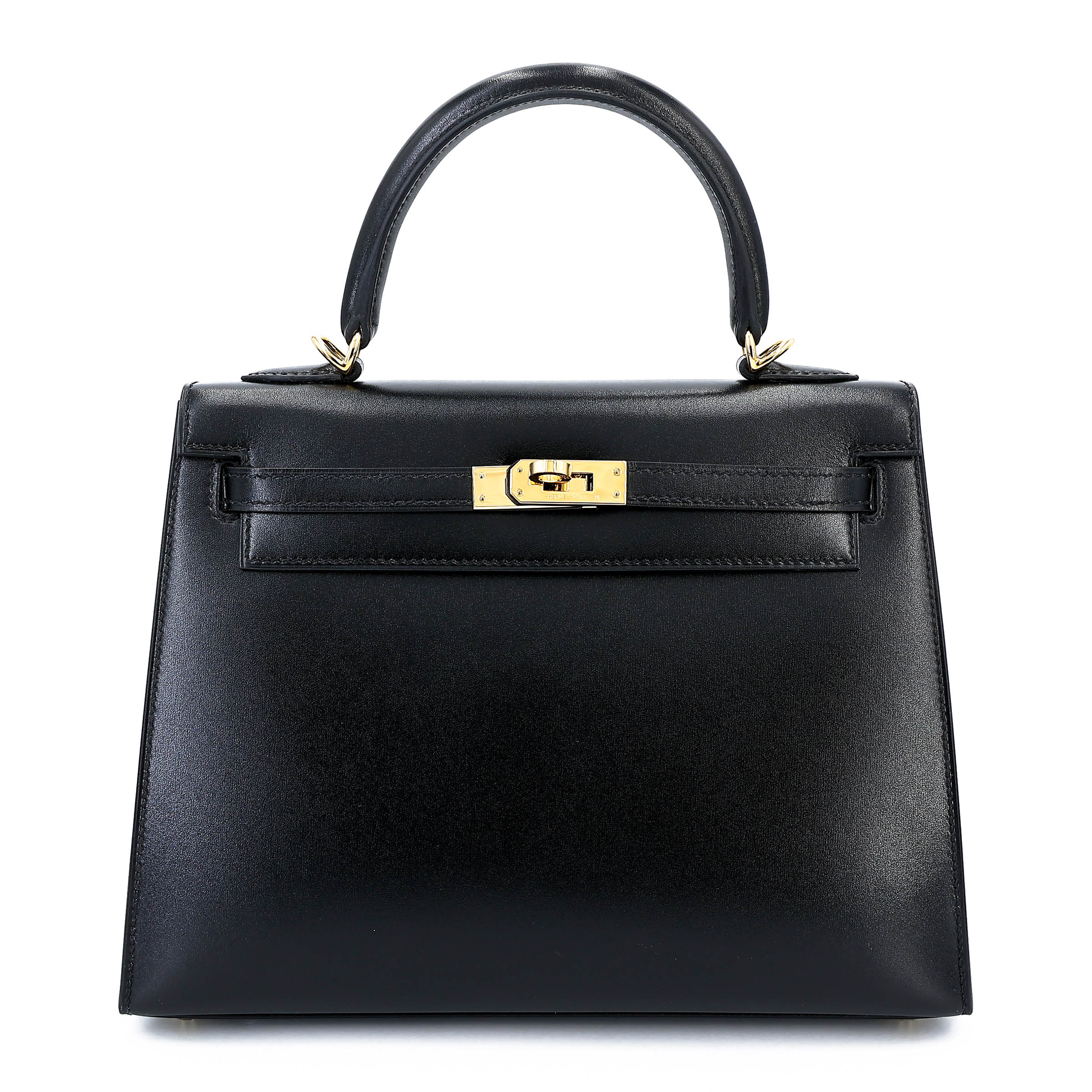 ランク SA HERMÈS エルメス ケリー25 ブラック (89) ボックスカーフ