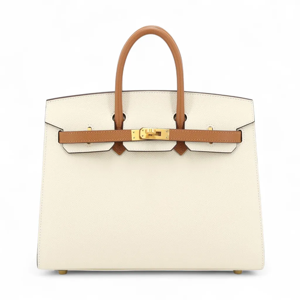 Birkin 25 sellier Gold (37) Craie (10)