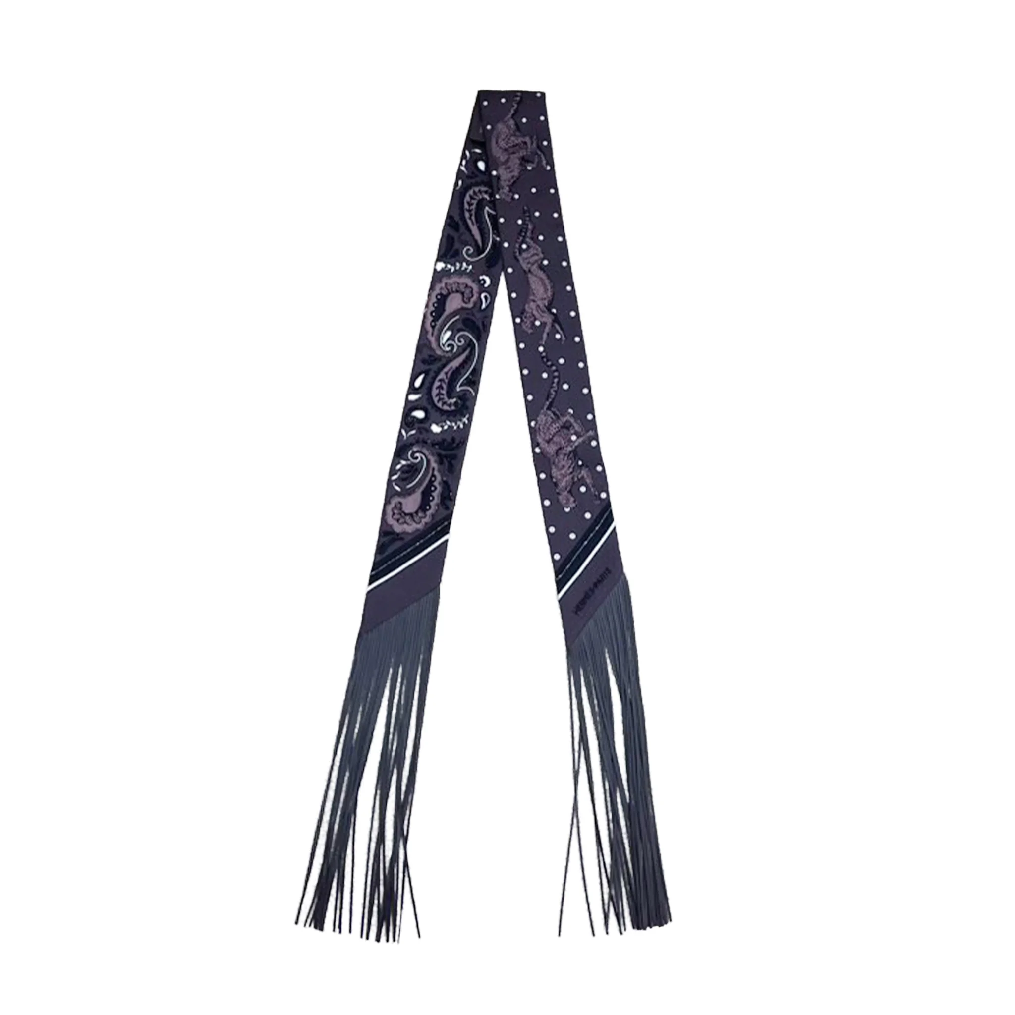 ツイリー Guepard Bandana Franges Cuir ビーズフリンジ付 ブラック