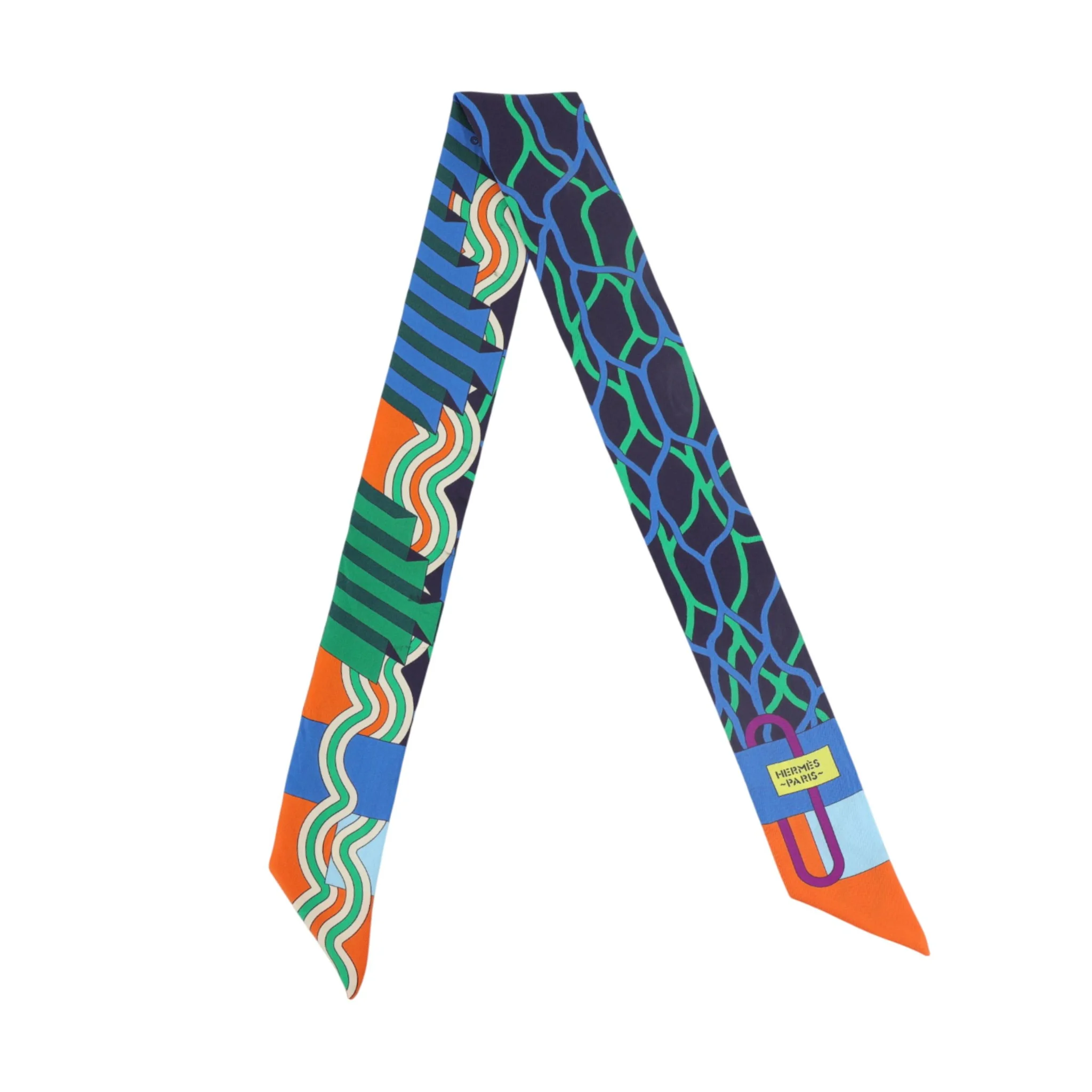 ランク SA HERMÈS エルメス ツイリー 水中のバレエ ブルー シルク