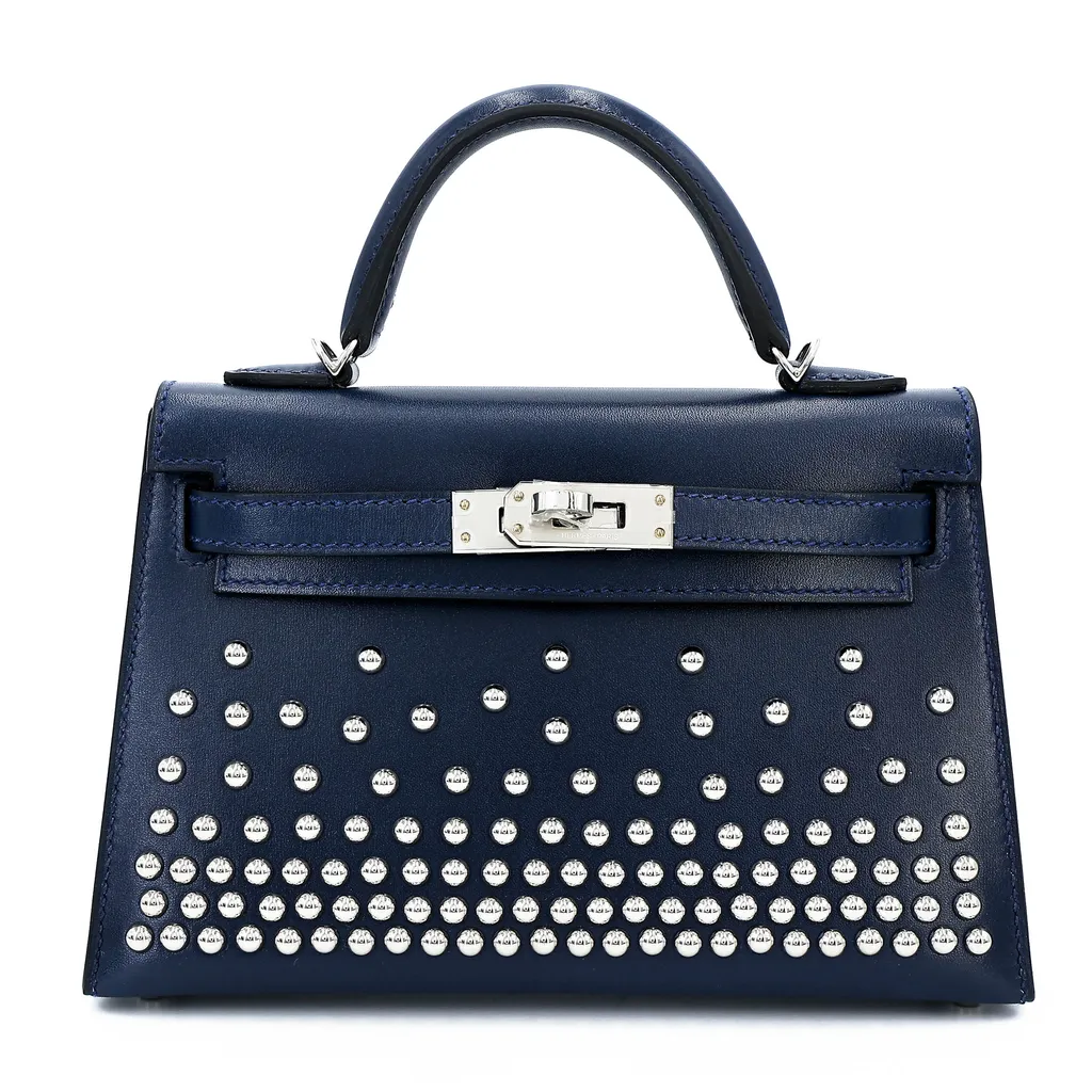 Mini Kelly II Cloute Studded Bleu Abysse (7K)