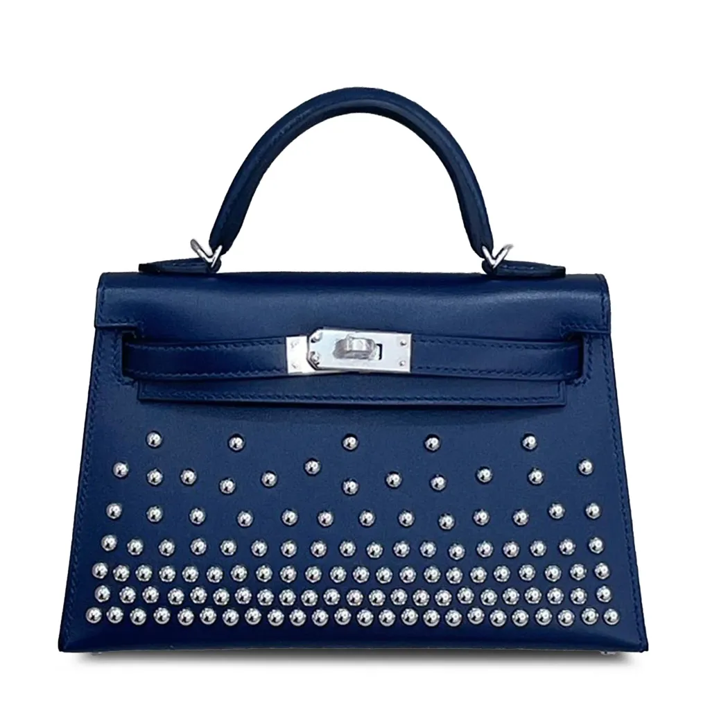 Mini Kelly II Cloute Studded Bleu Abysse (7K)