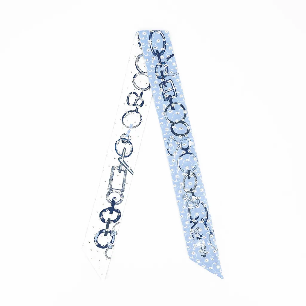 Twilly Do Re Boucles Broderie Anglaise  Blue White