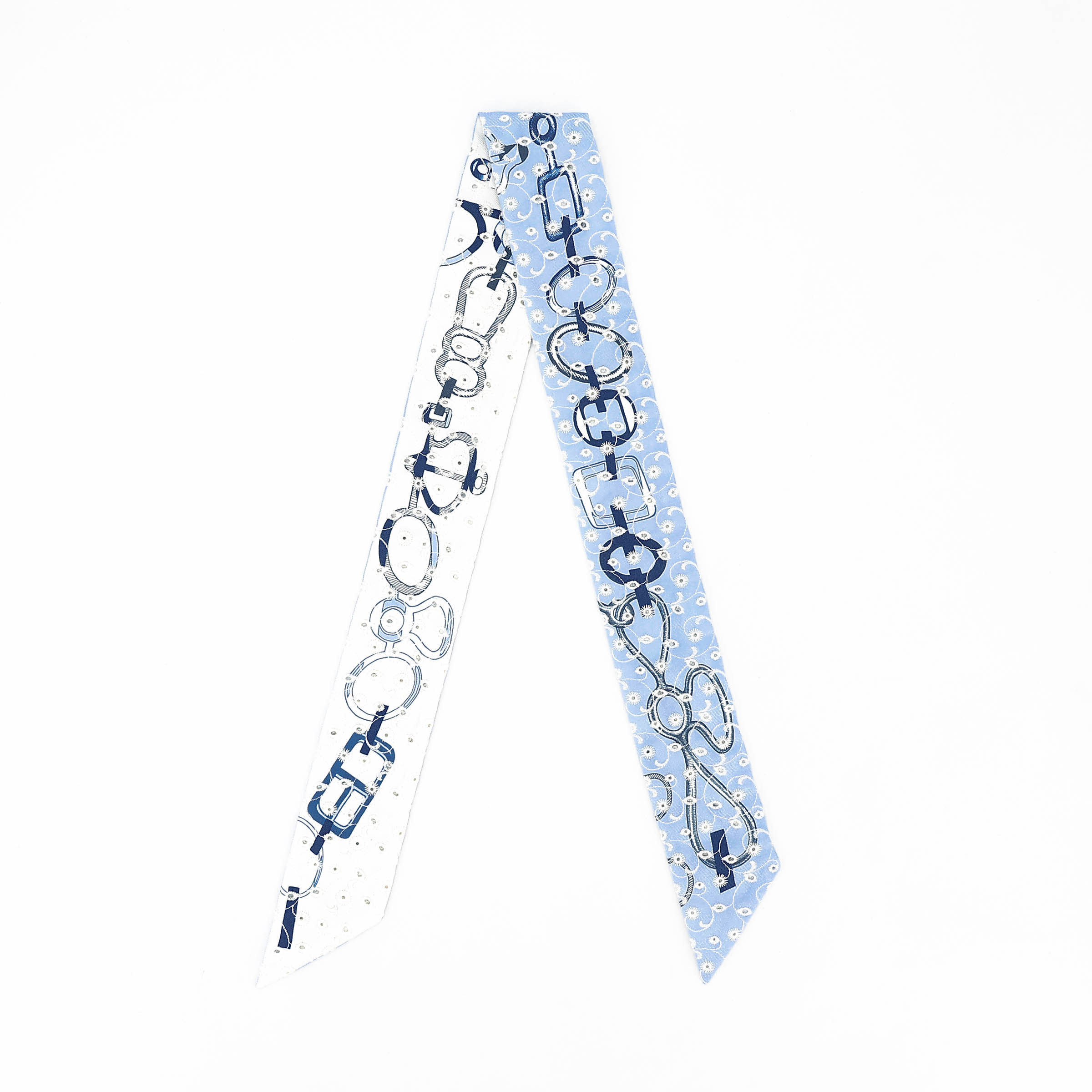 Twilly Do Re Boucles Broderie Anglaise  Blue White