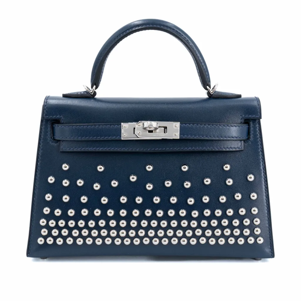 Mini Kelly II Cloute Studded Bleu Abysse (7K)