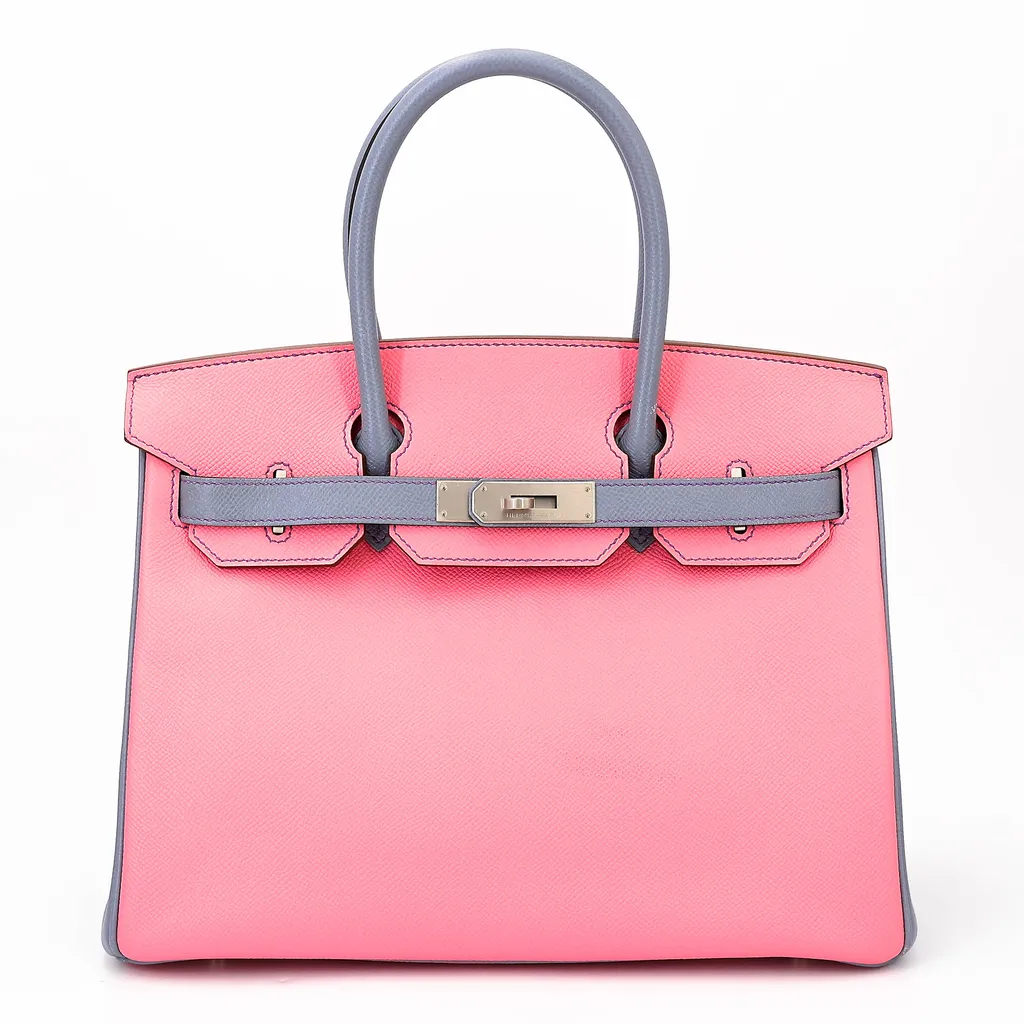 Birkin 30 HSS Rose Confetti (1Q) Bleu Lin (J7)