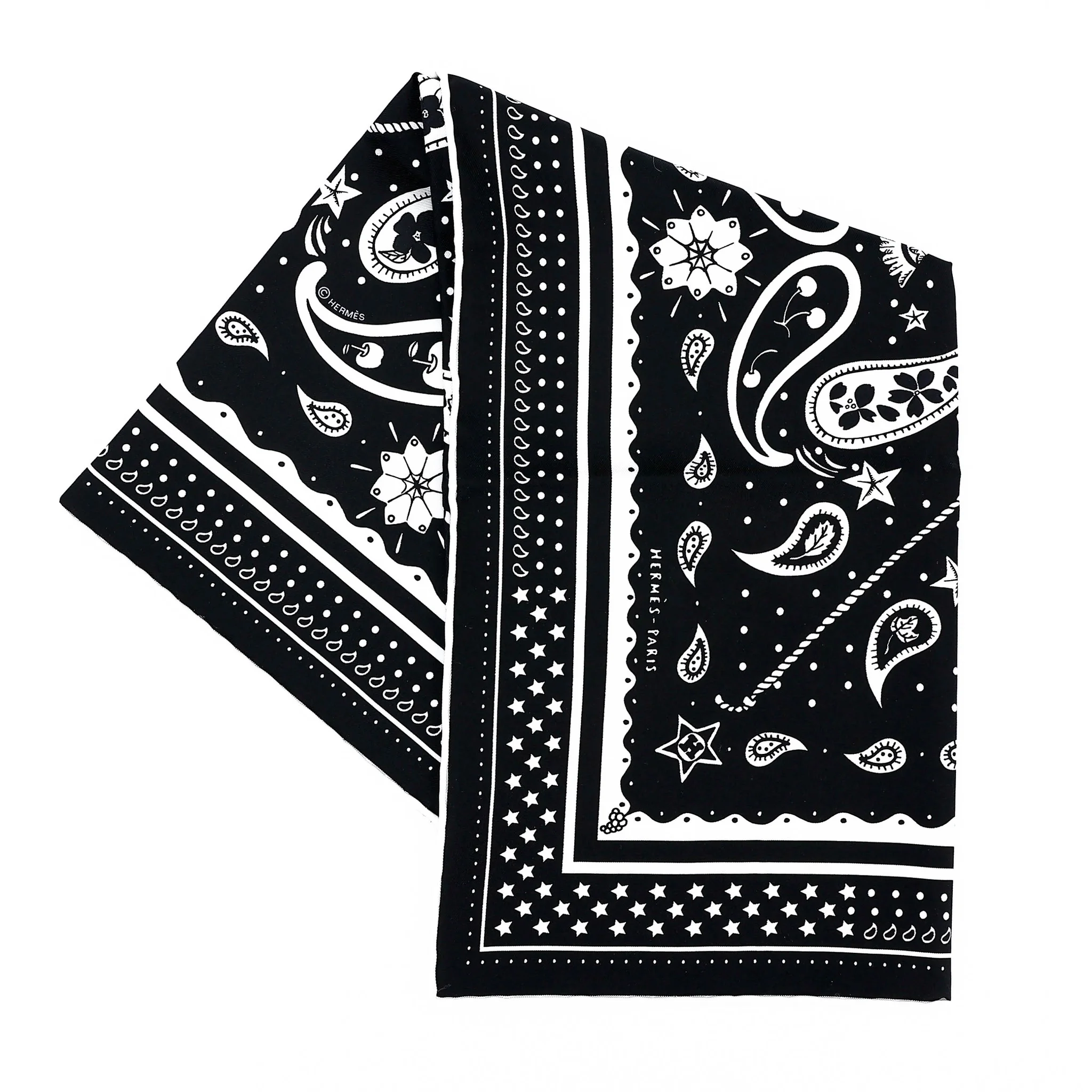 Carre 55 方巾 Le rodeo des fruits 89 黑色 Noir (Black) 01 純白色 White