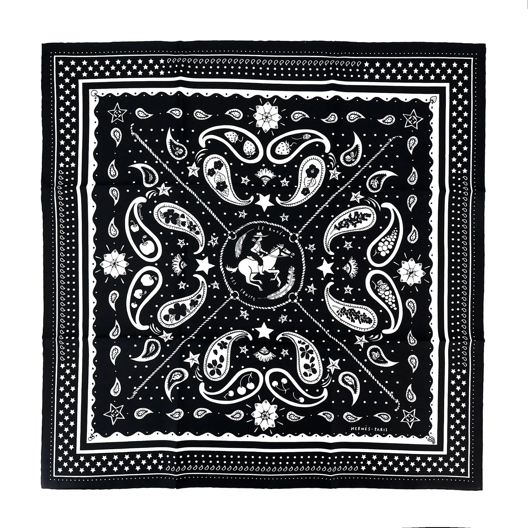 Carre 55 方巾 Le rodeo des fruits 89 黑色 Noir (Black) 01 純白色 White