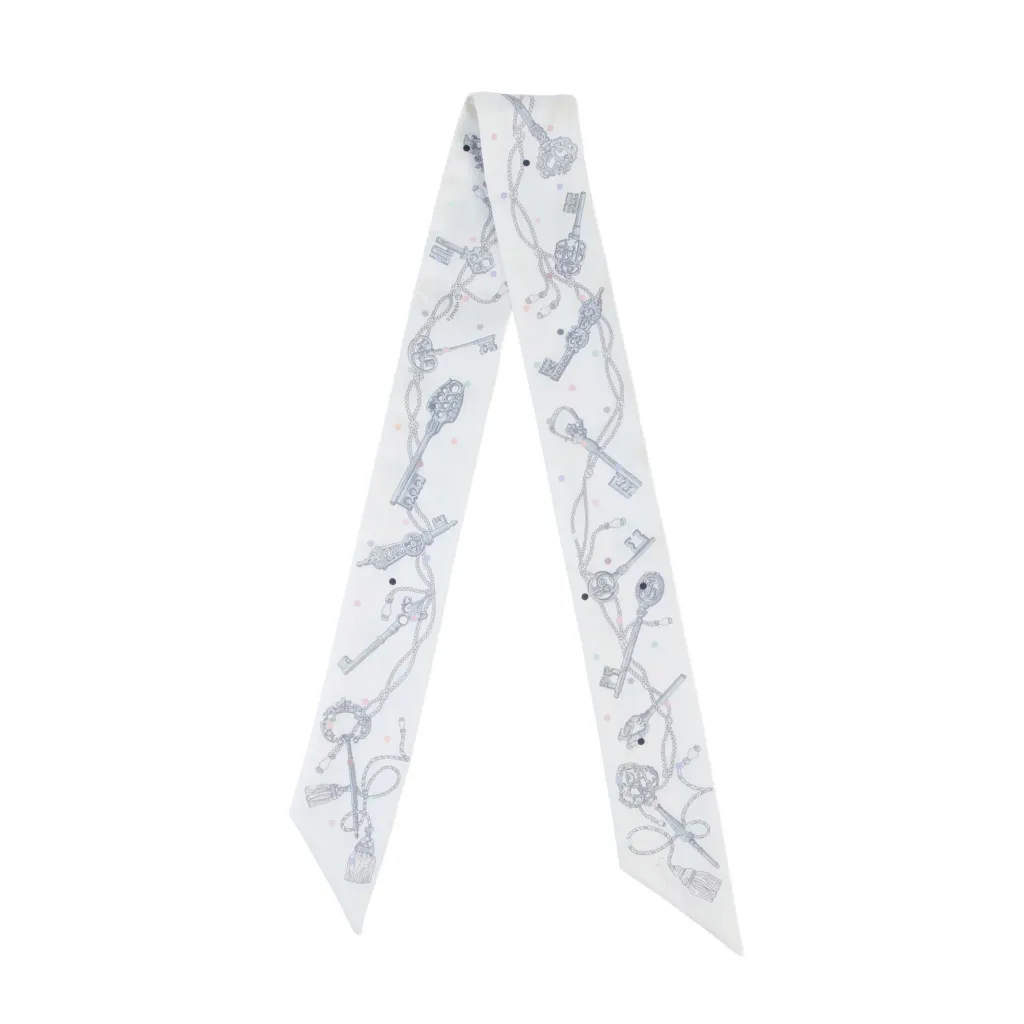 Twilly Les Cles a Pois 絲帶 白色