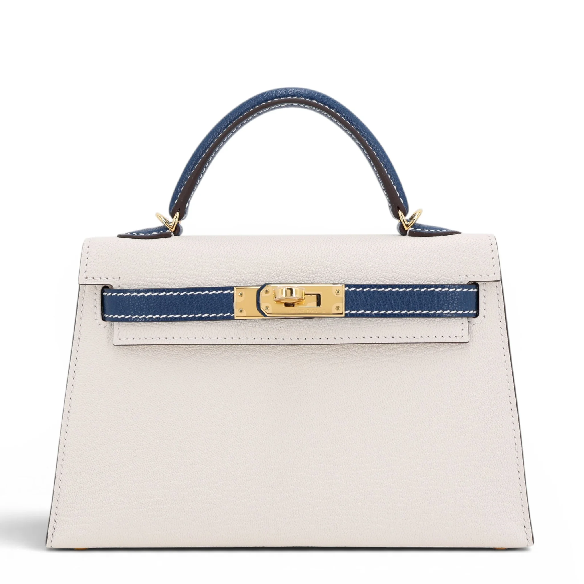Mini Kelly 二代 7U 深海藍 Navy I2 奶油白 Nata