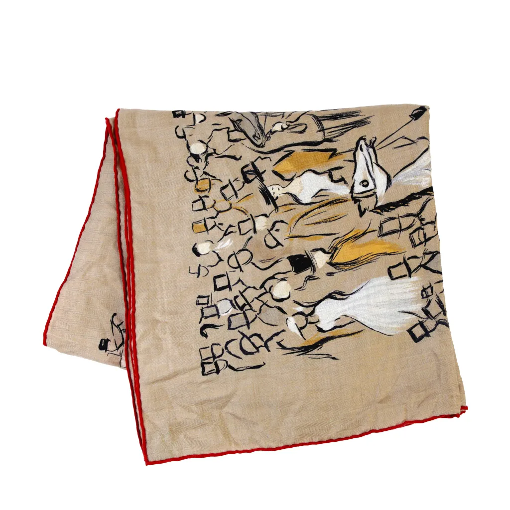 Carre 140 Scarf Paddock Beige Red
