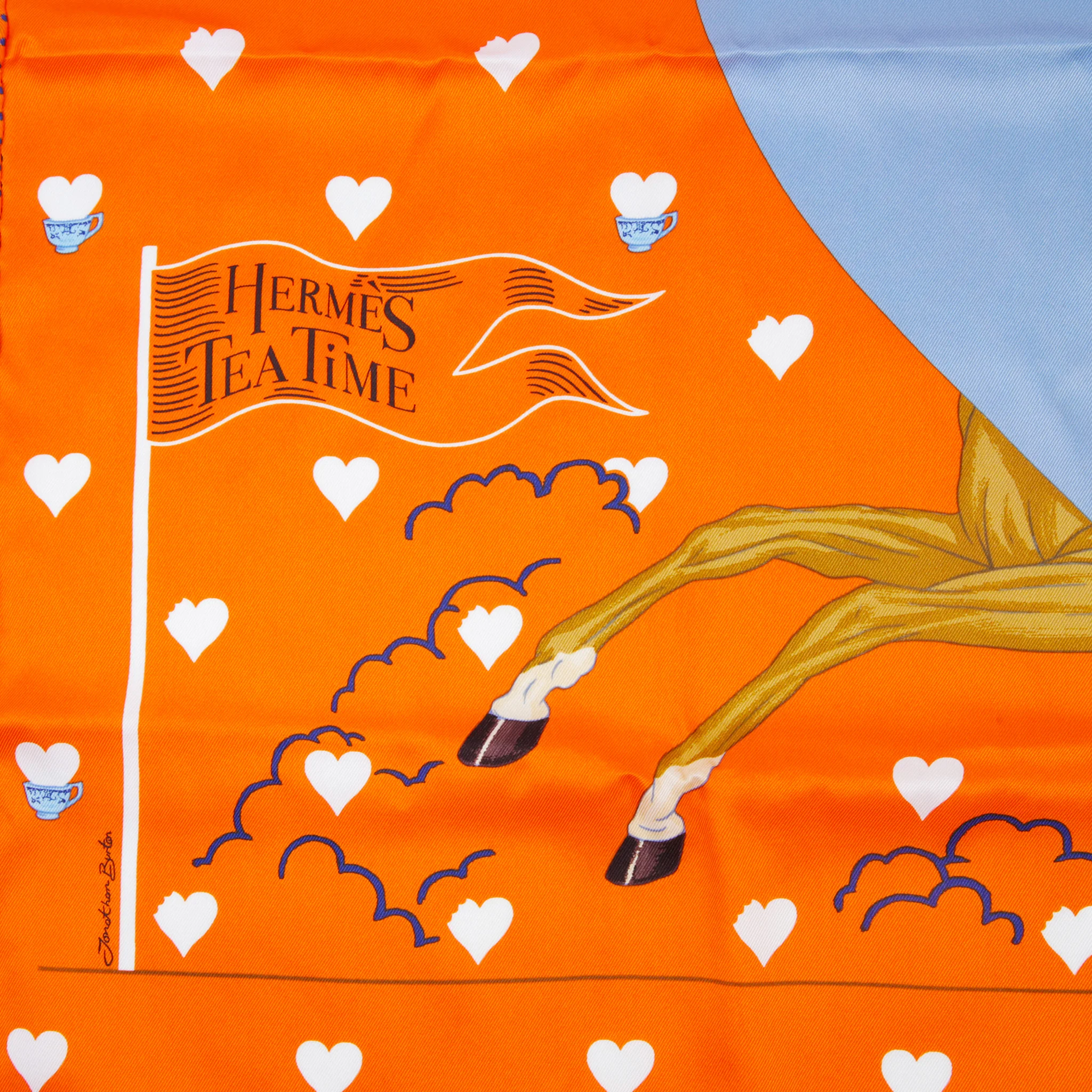 Carre 70 scarf Tea Time Orange Blue