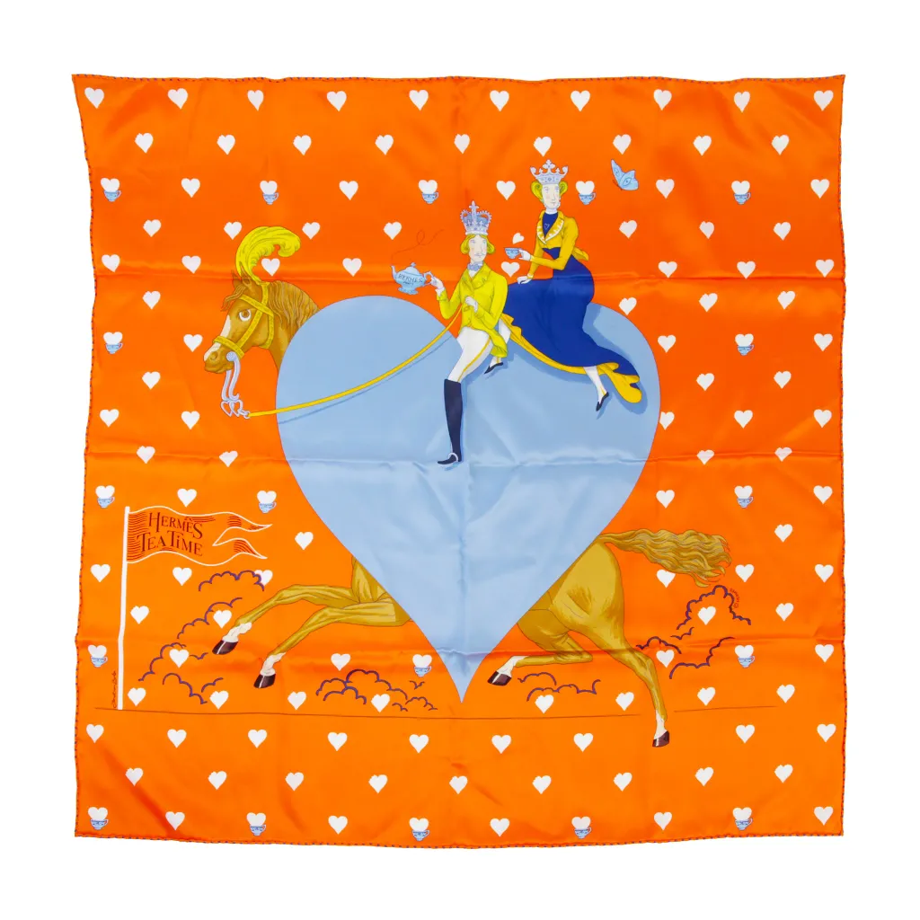Carre 70 scarf Tea Time Orange Blue