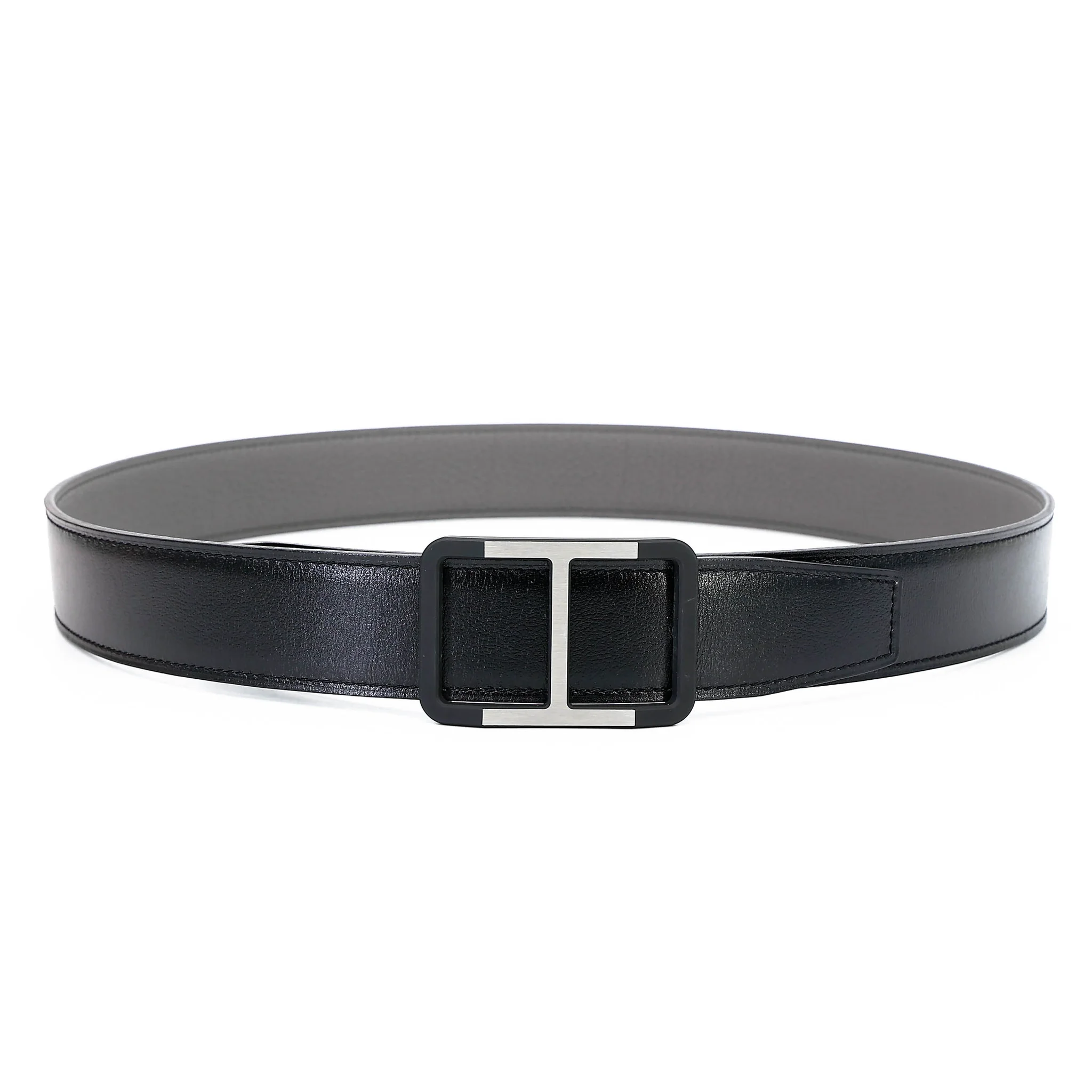Belt Buckle & Reversible Leather Strap Noir (89)
