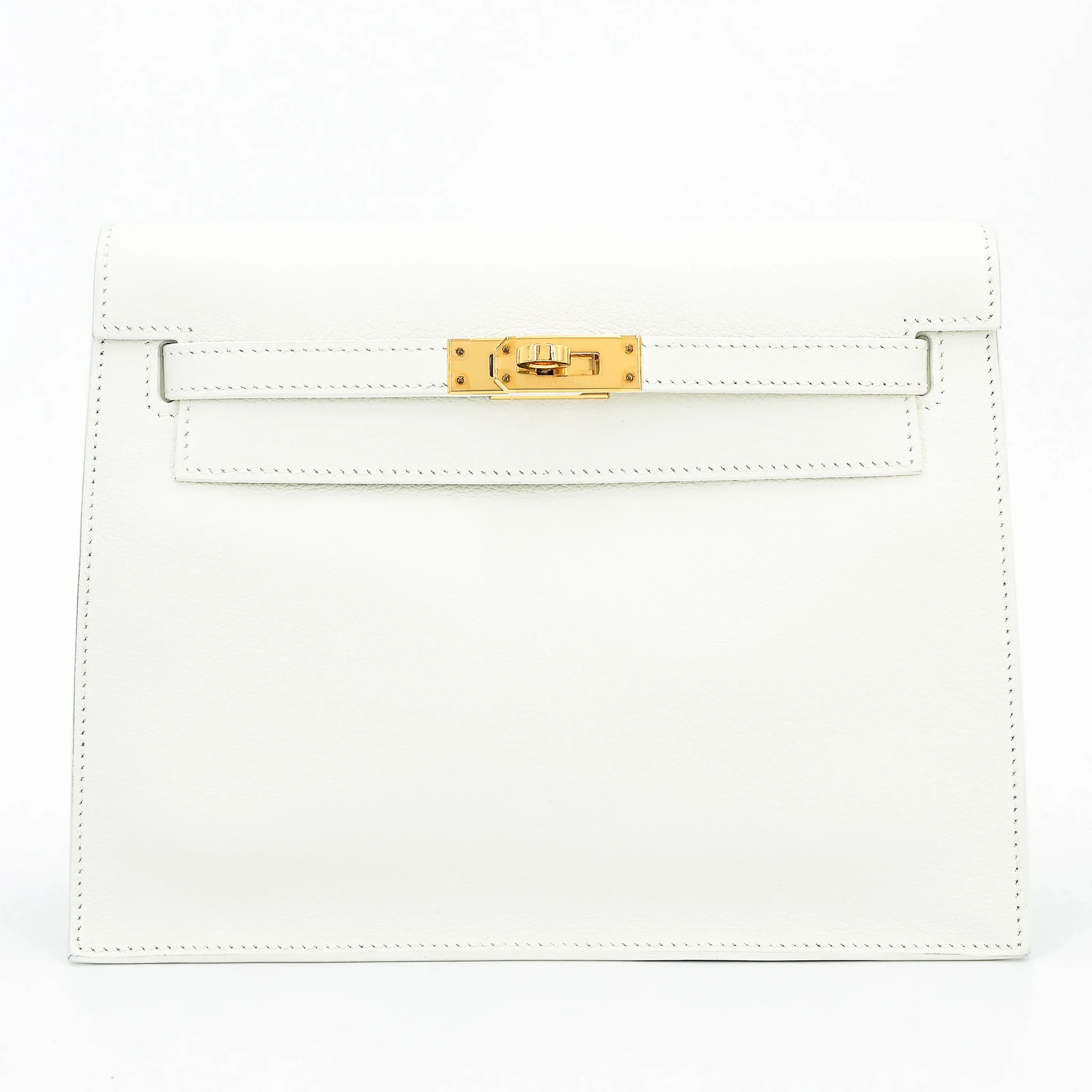 Excellent ( Rank SA ) HERMÈS Kelly Danse New White (0U) Evercolor Gold hardware B (2023)