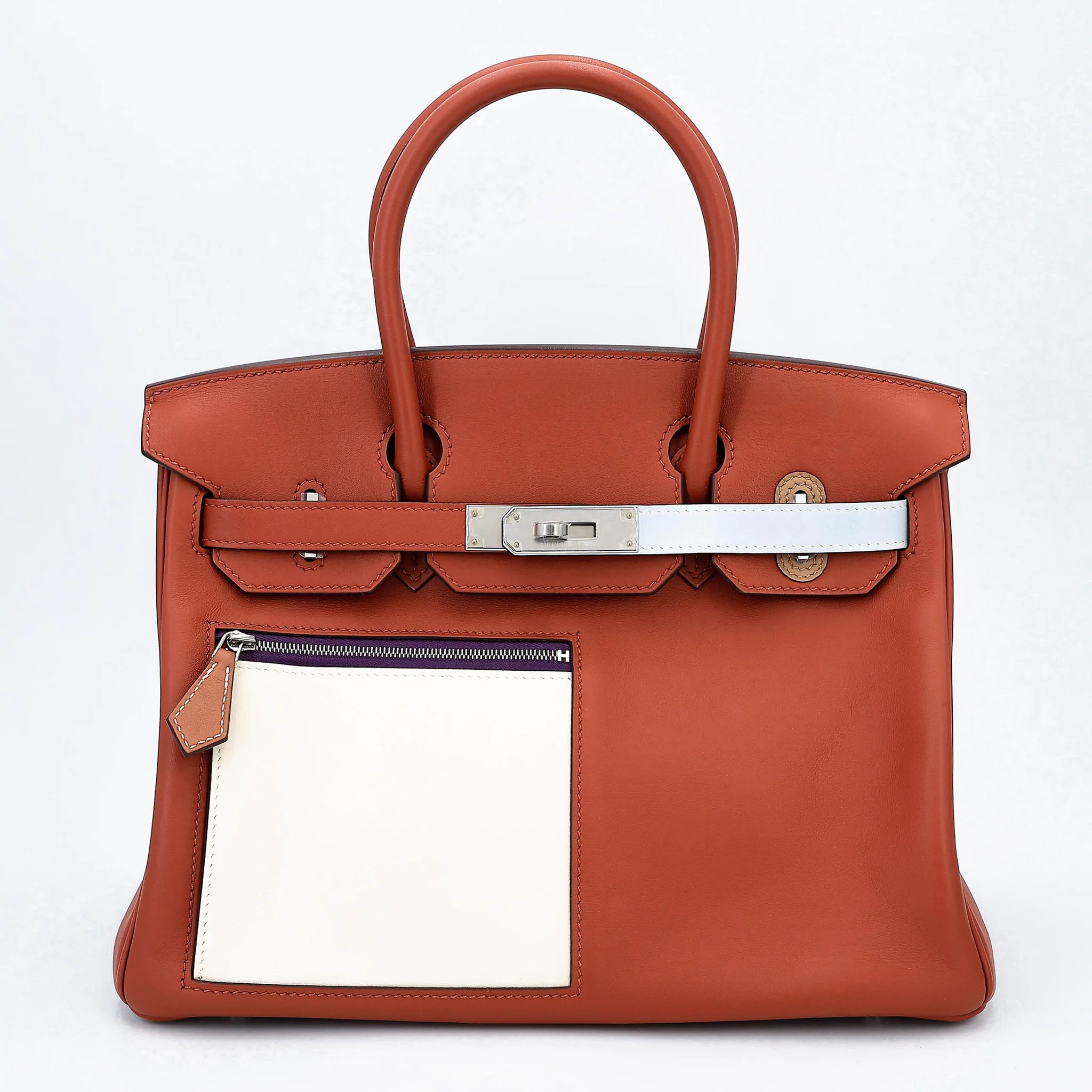 Very Good ( Rank A) HERMÈS Limited Edition Birkin 30 Colormatic Cuivre (6C) Nata (I2) Bleu Brume (T0) Chai (0M) Lime (9R) Swift Palladium hardware U (2022)