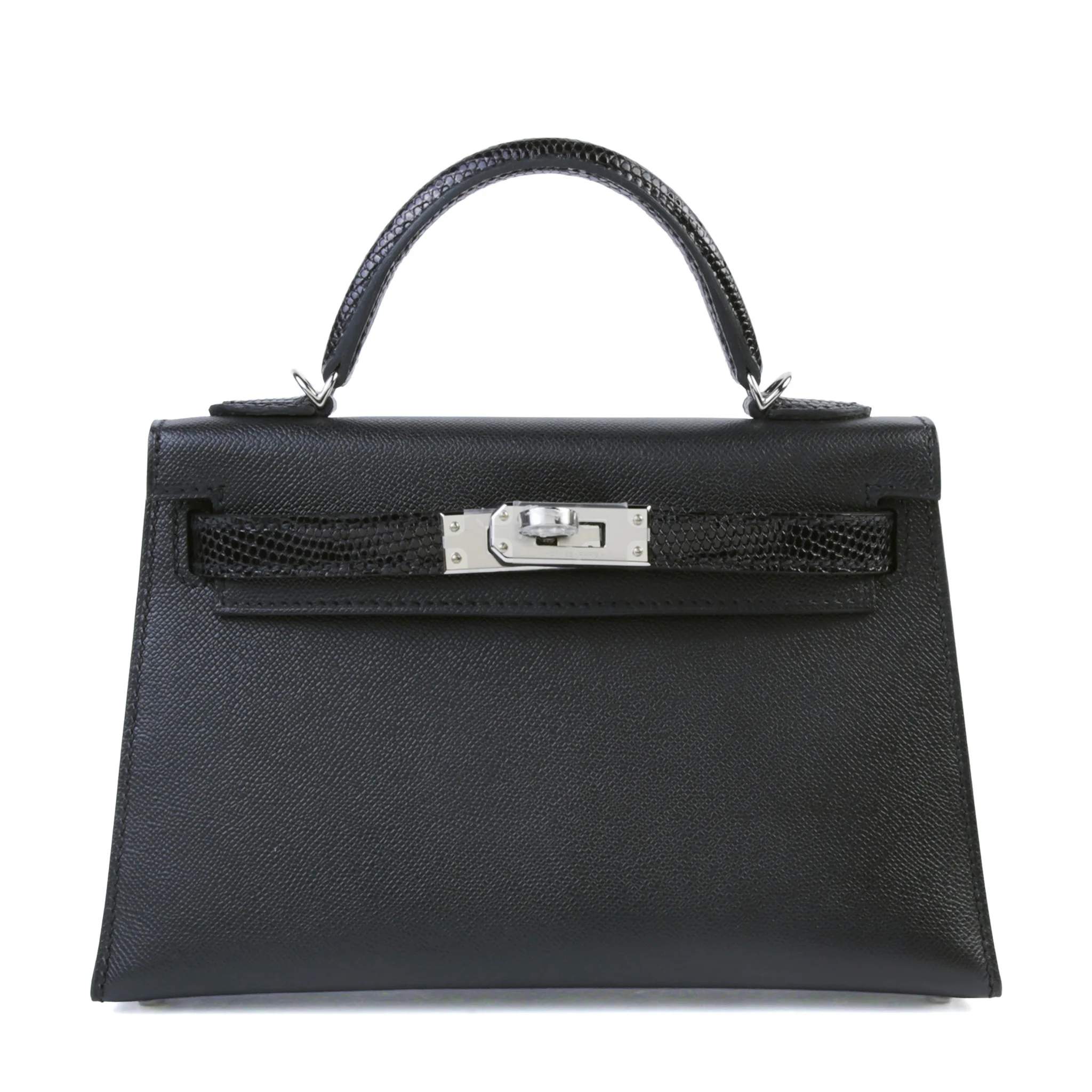 Unused ( Rank NS ) HERMÈS Mini Kelly II Touch Noir (89) Madame Lizard Palladium hardware W (2024)