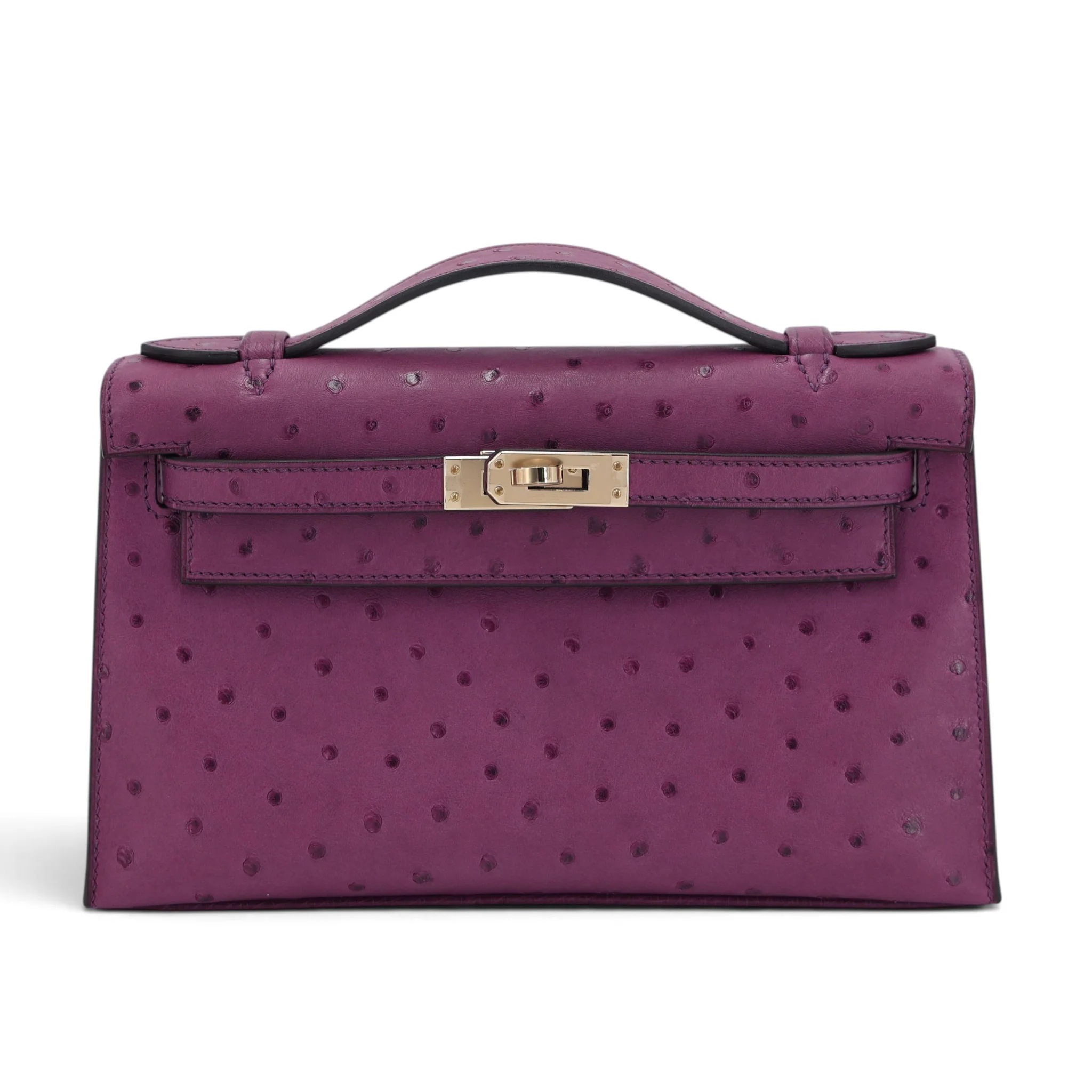 Unused ( Rank NS ) HERMÈS Kelly Pochette Violet (96) Ostrich Permabrass hardware U (2022)