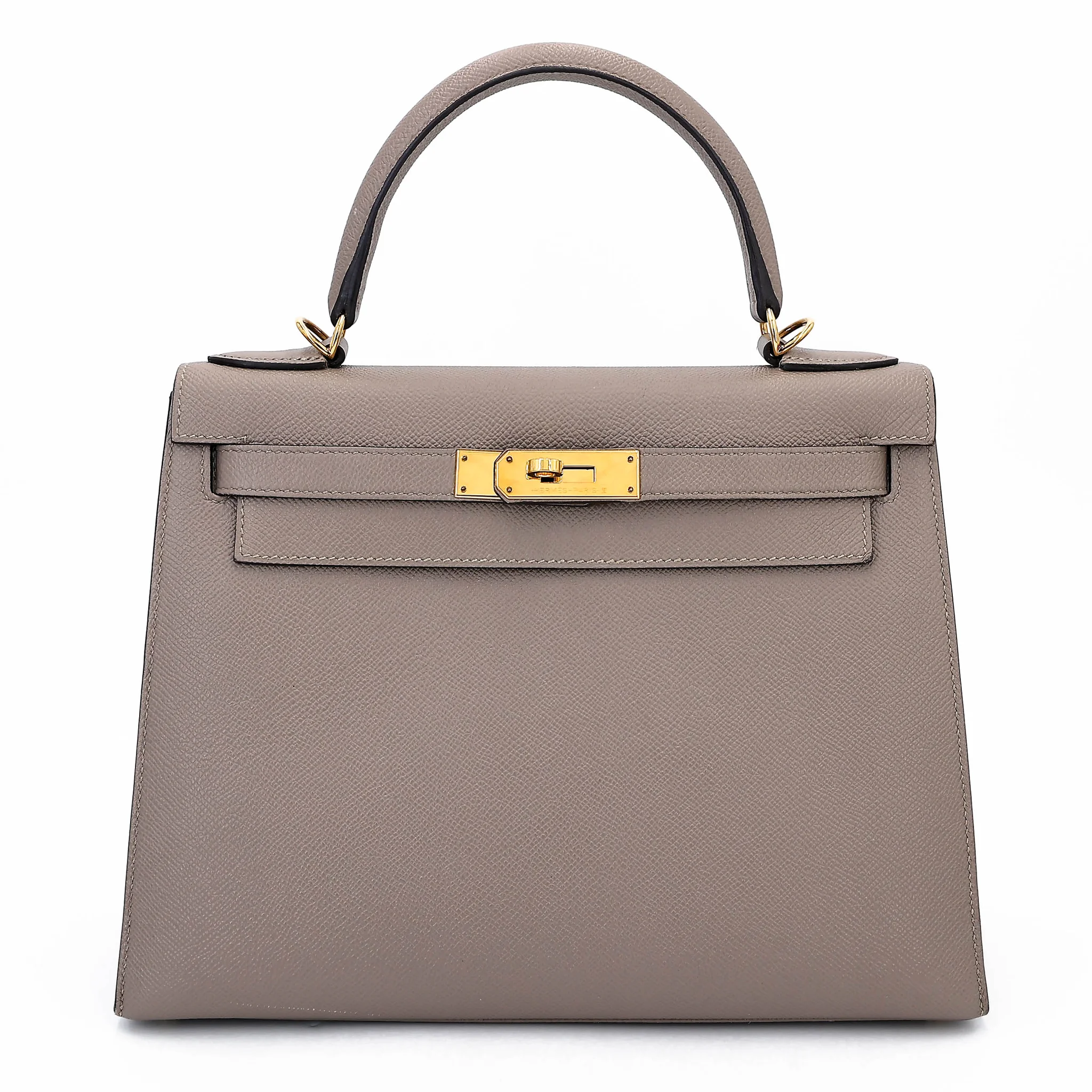 Very Good ( Rank A) HERMÈS Kelly 28 Seliier Gris Asphalte (M8) Epsom Gold hardware C (2018)