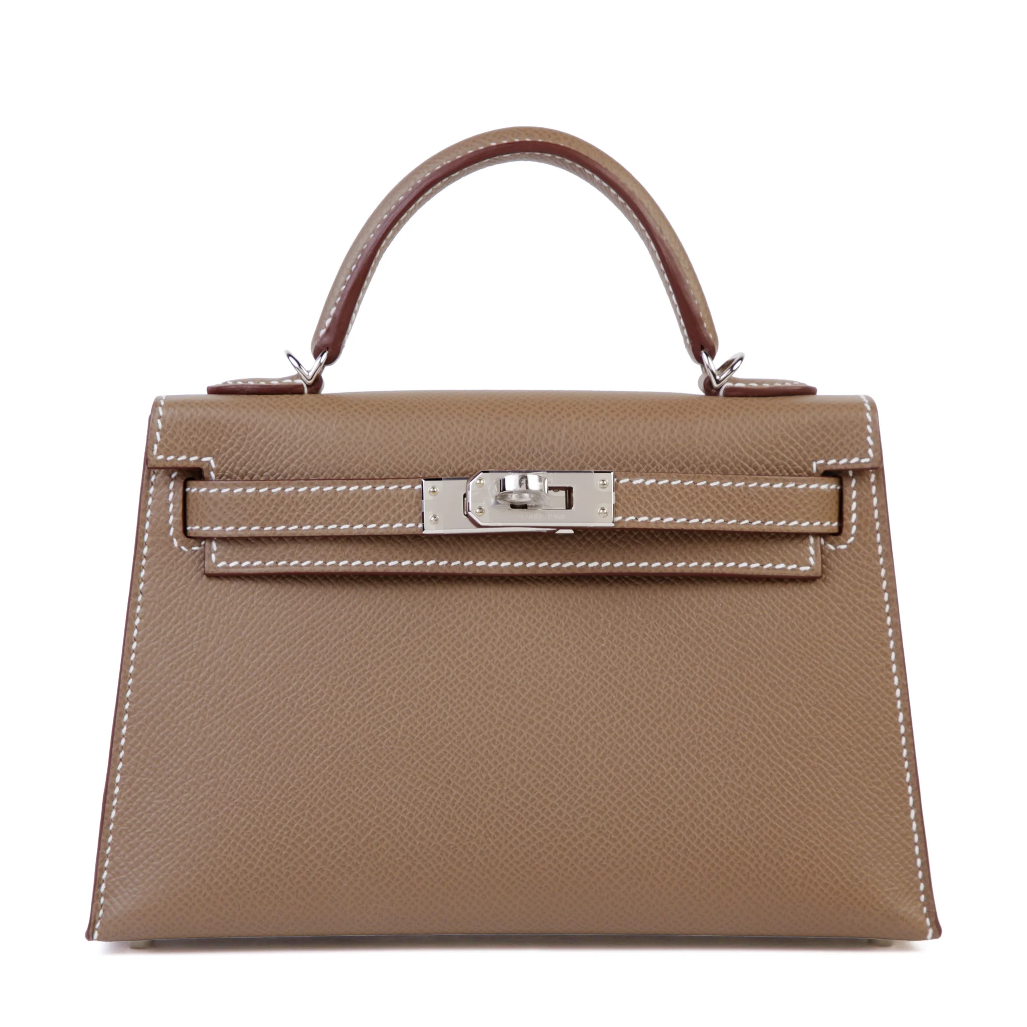 Brand New ( Rank N ) HERMÈS Mini Kelly II Etoupe (18) Epsom Palladium hardware G (2026)