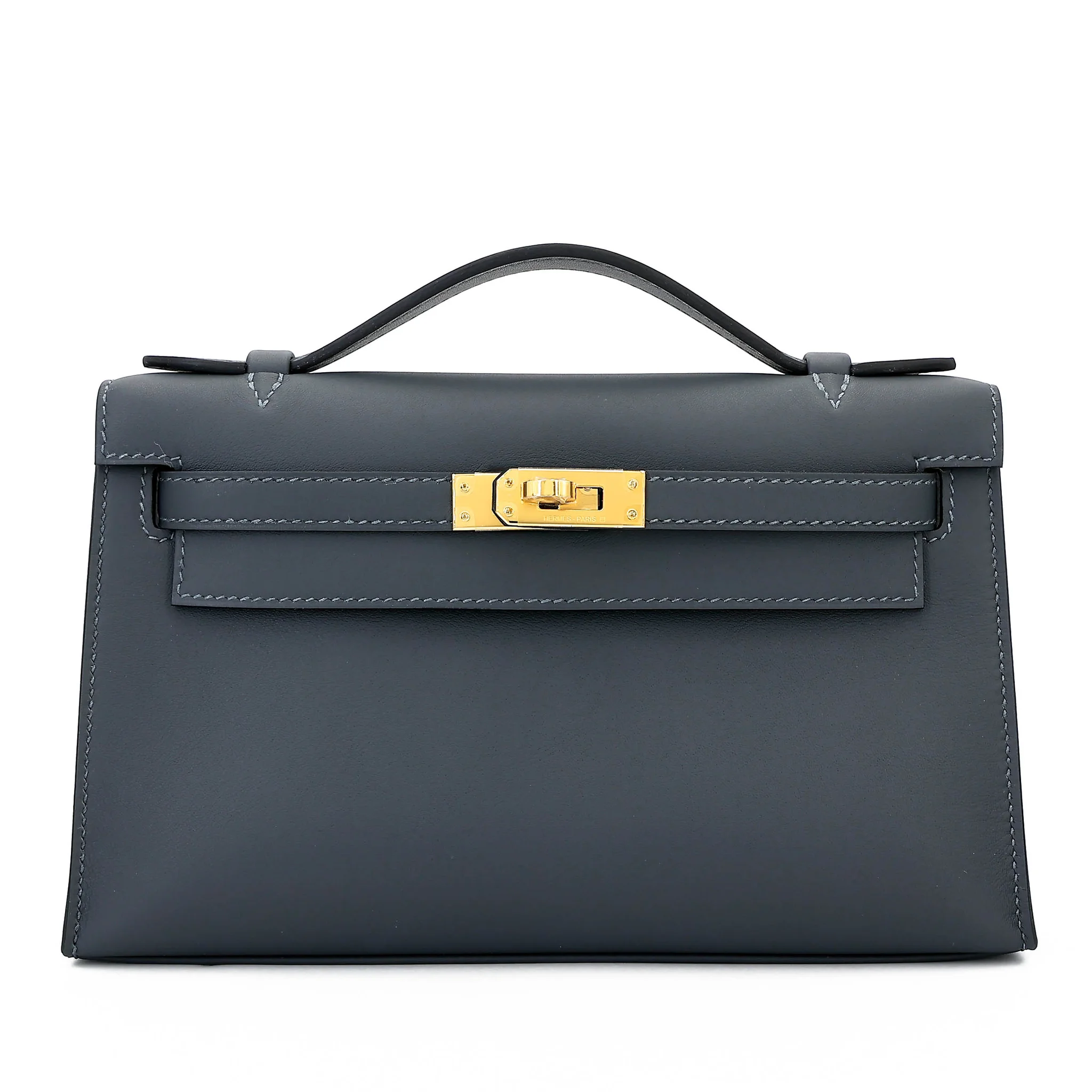 Brand New ( Rank N ) HERMÈS Kelly Pochette Gris misty (H0) Swift Gold hardware G (2026)