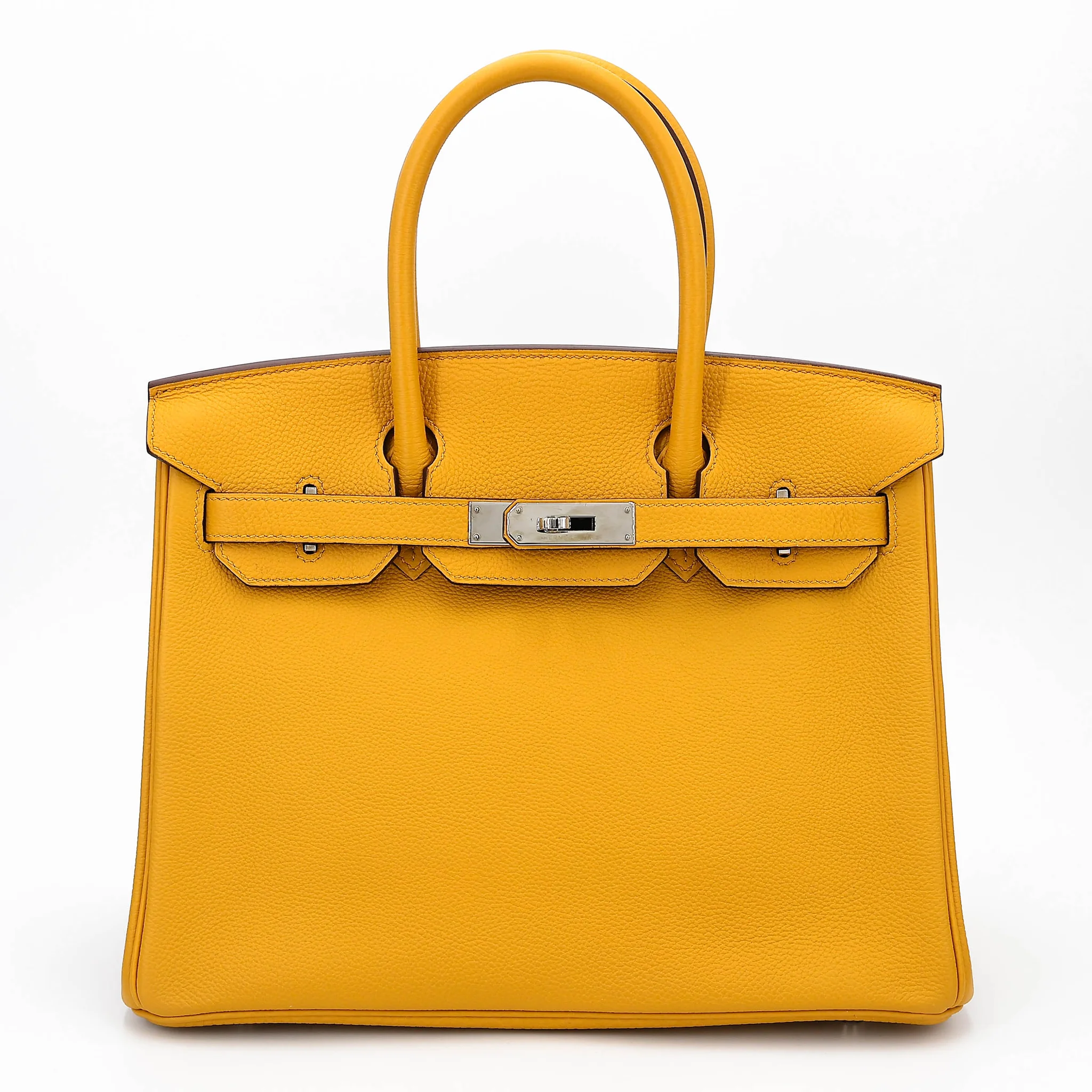 Very Good ( Rank A) HERMÈS Birkin 30 Jaune Ambre (9D) Togo Palladium hardware C (2018)