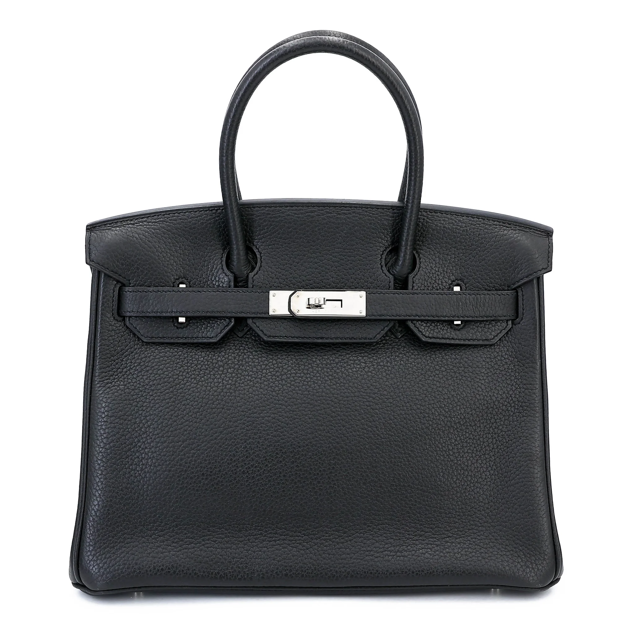 Very Good ( Rank A) HERMÈS Birkin 30 Plomb (8P) Clemence Palladium hardware Square R (2014)