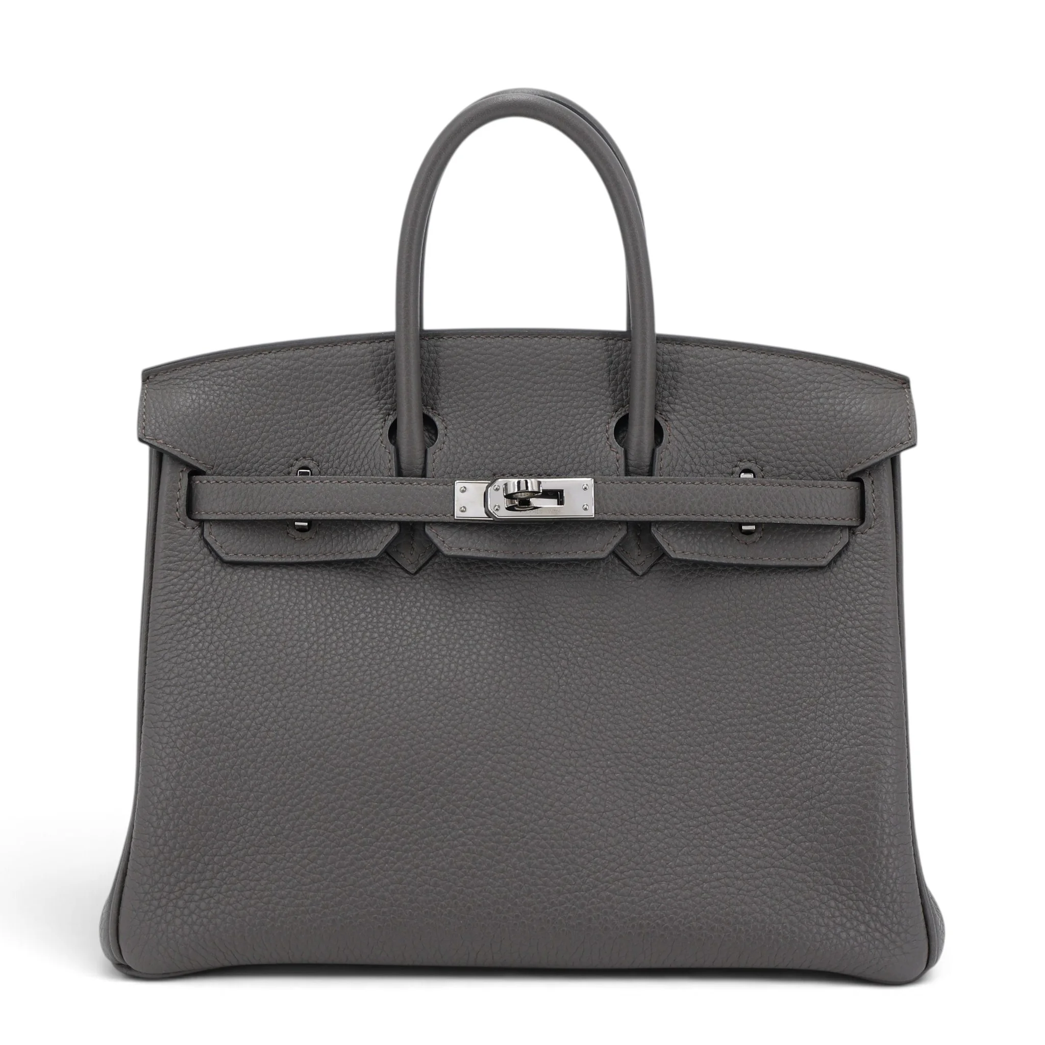 Very Good ( Rank A) HERMÈS Birkin 25 Etain (8F) Togo Palladium hardware D (2019)
