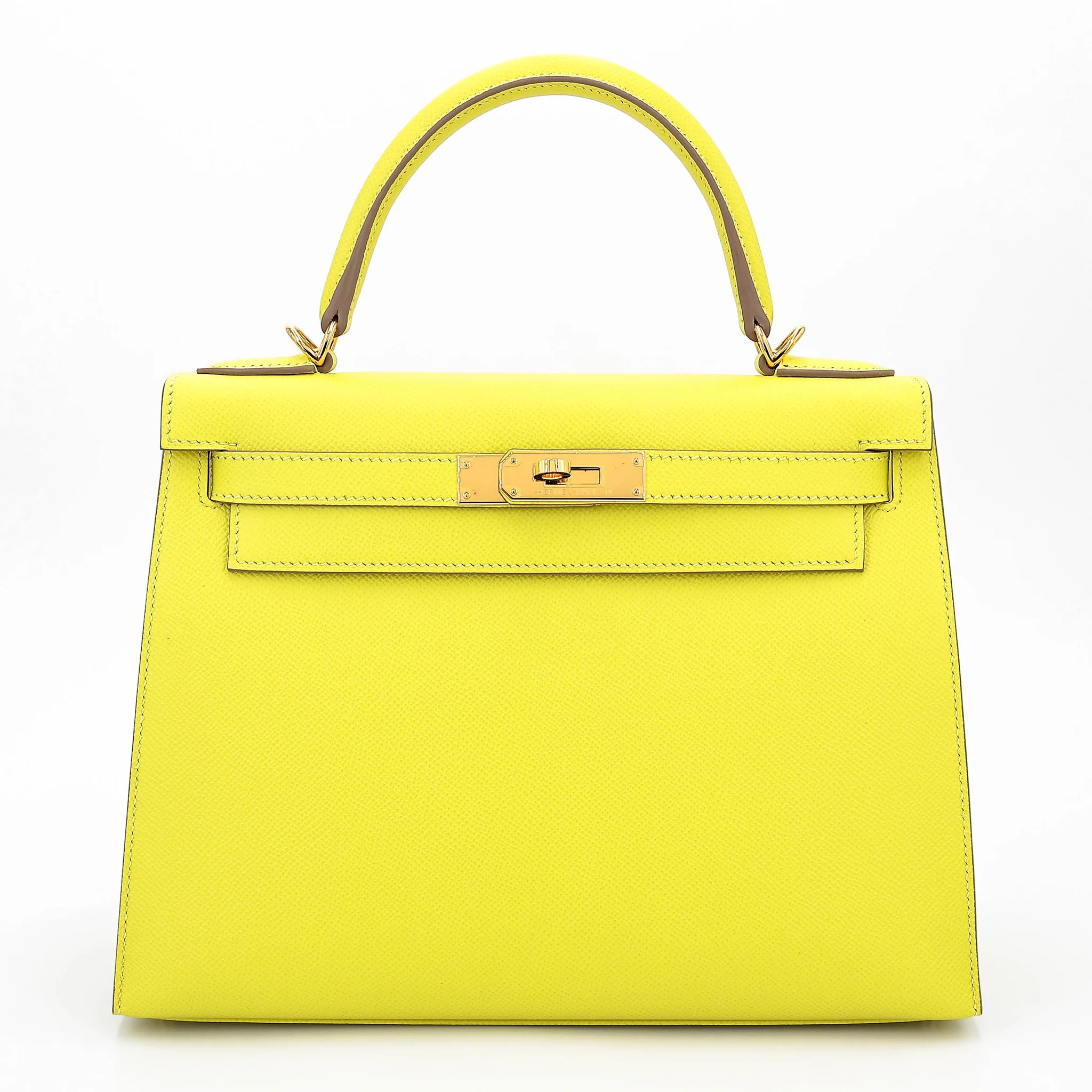 Excellent ( Rank SA ) HERMÈS Kelly 28 Sellier Lime (9R) Epsom Gold hardware D (2019)