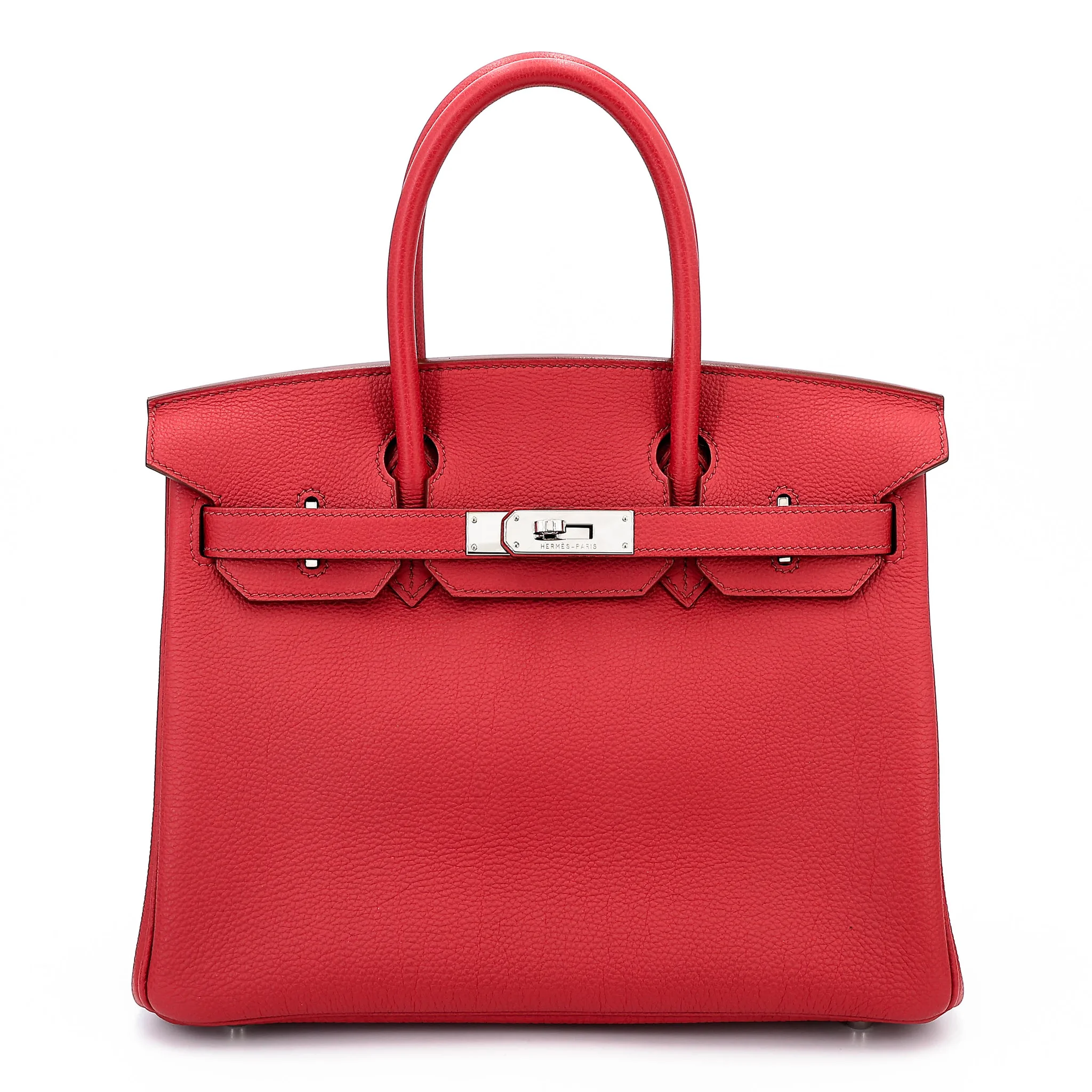 Very Good ( Rank A) HERMÈS Birkin 30 Rouge Garance (54) Togo Palladium hardware Square M (2009)