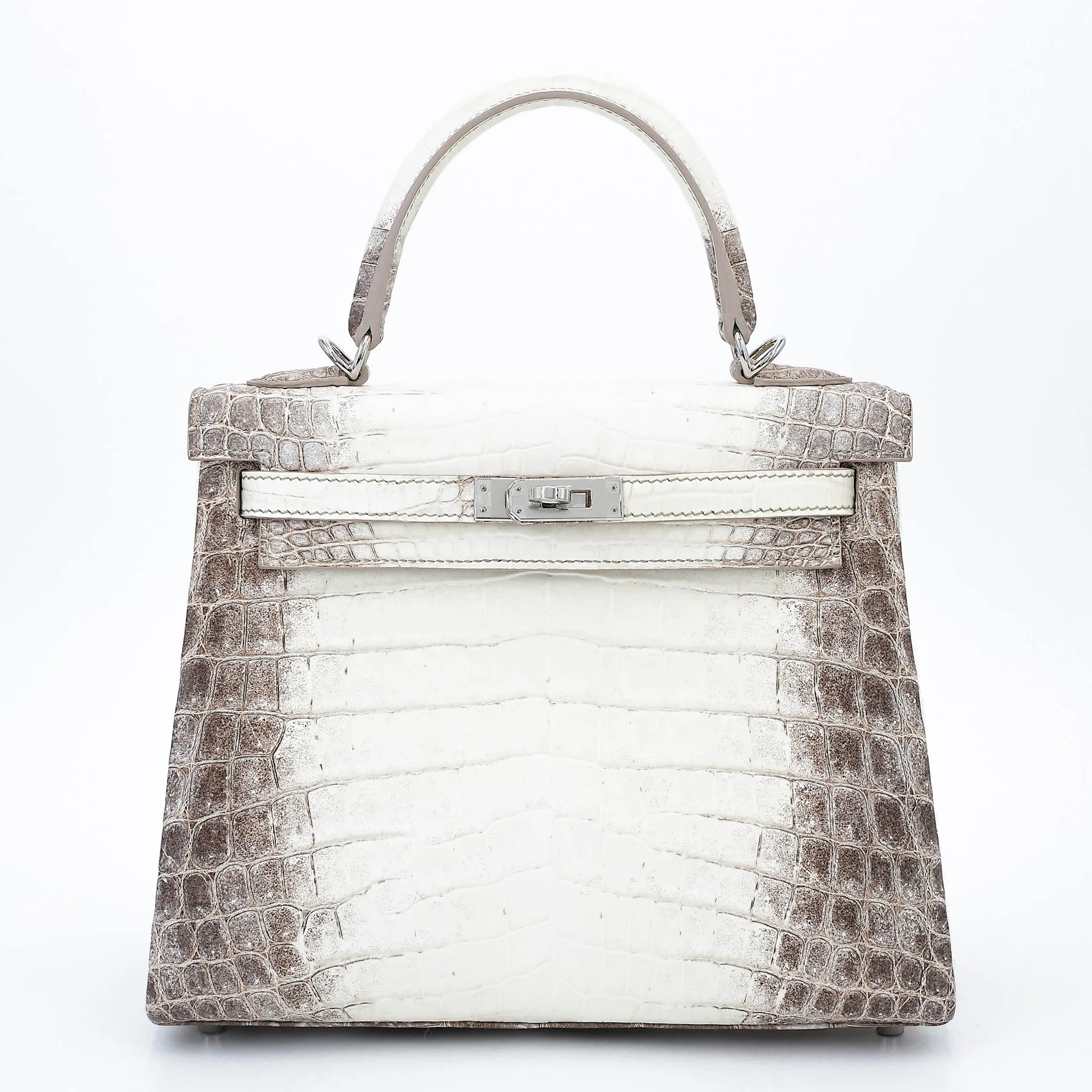 Unused ( Rank NS ) HERMÈS Limited Edition Kelly 25 Himalaya Matte Niloticus Crocodile Palladium hardware Y (2020)