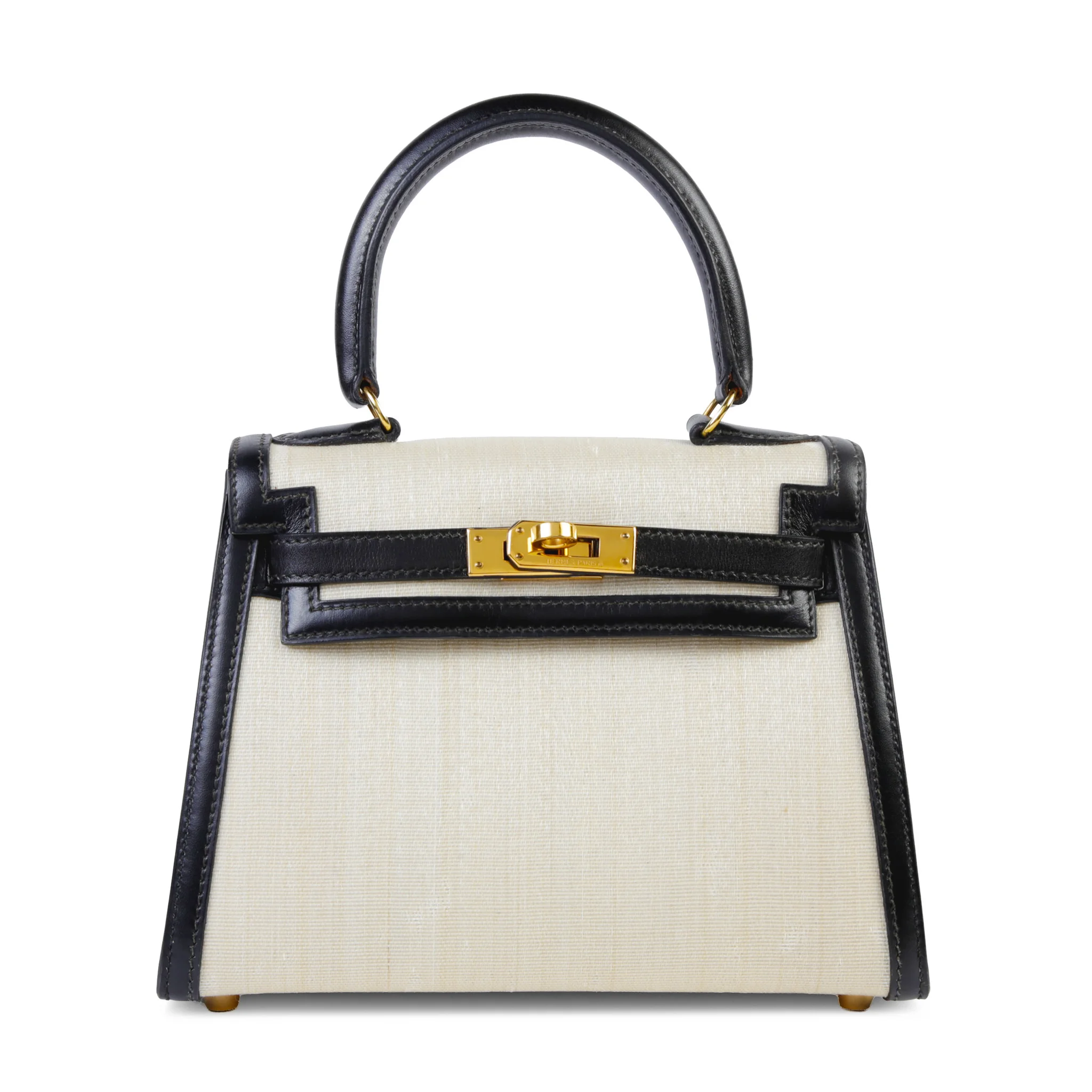 Fair ( Rank B ) HERMÈS Vintage Mini Kelly 20 Beige Crinoline Gold hardware Circle W (1993)