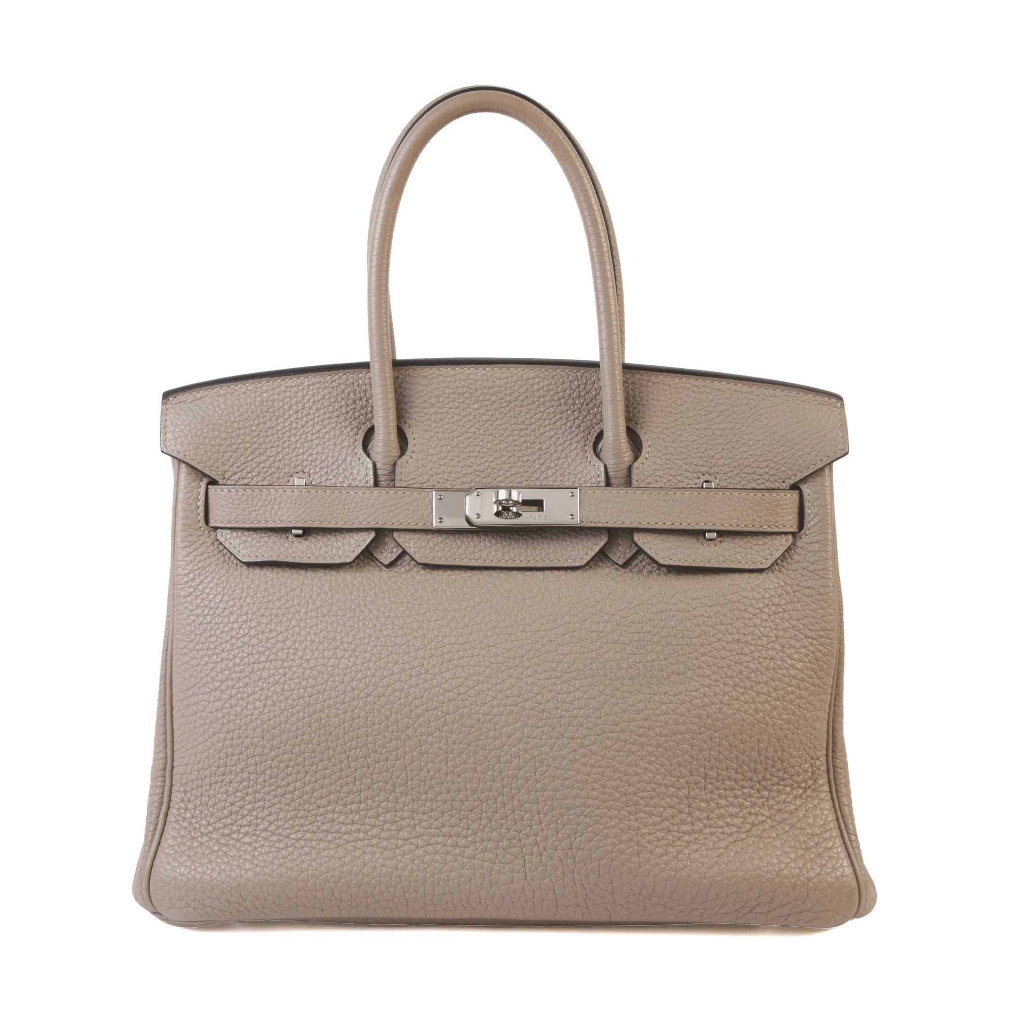 Very Good ( Rank A) HERMÈS Birkin 30 Gris Tourterelle (81) Clemence Palladium hardware Square M (2009)