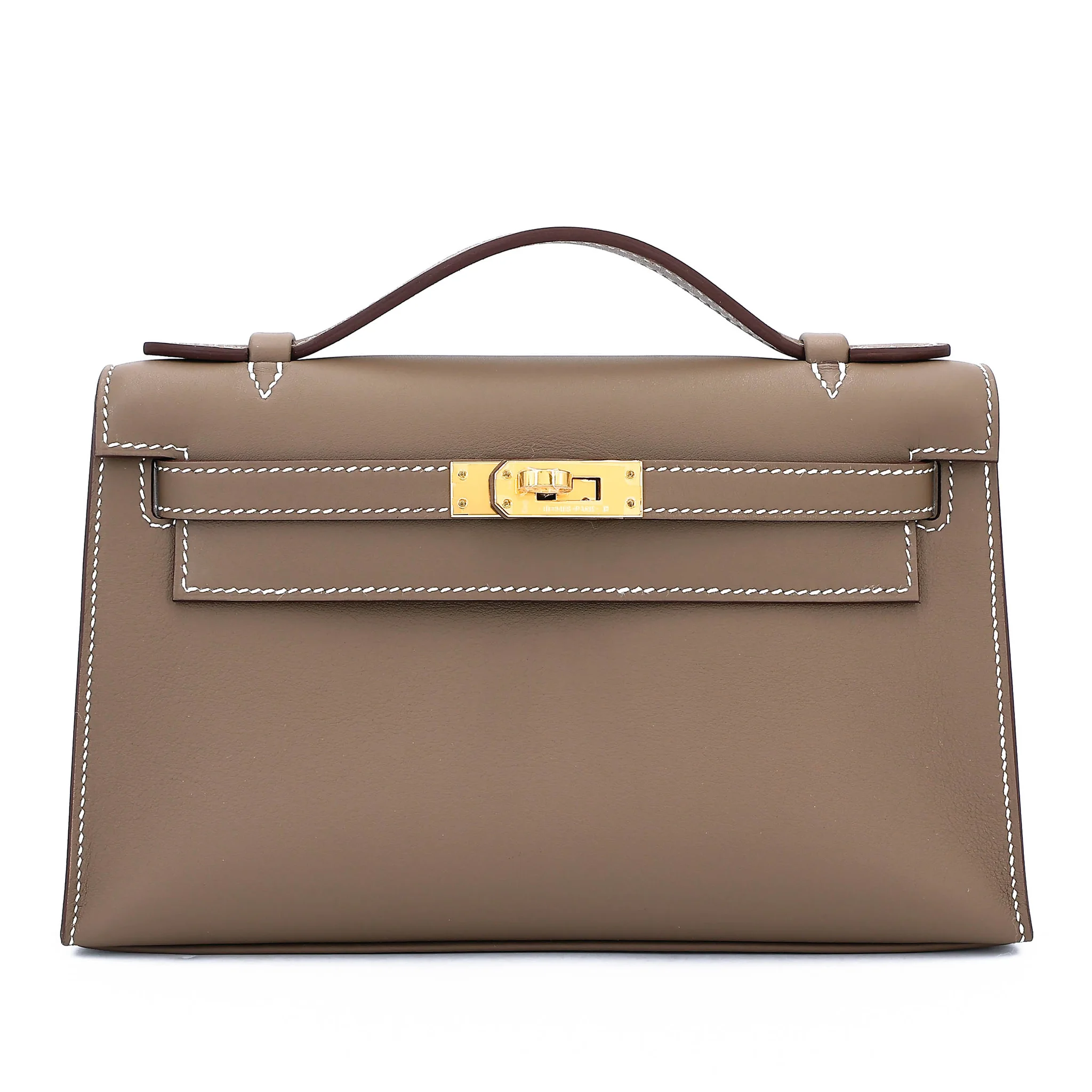 Brand New ( Rank N ) HERMÈS Kelly Pochette Etoupe (18) Swift Gold hardware K (2025)