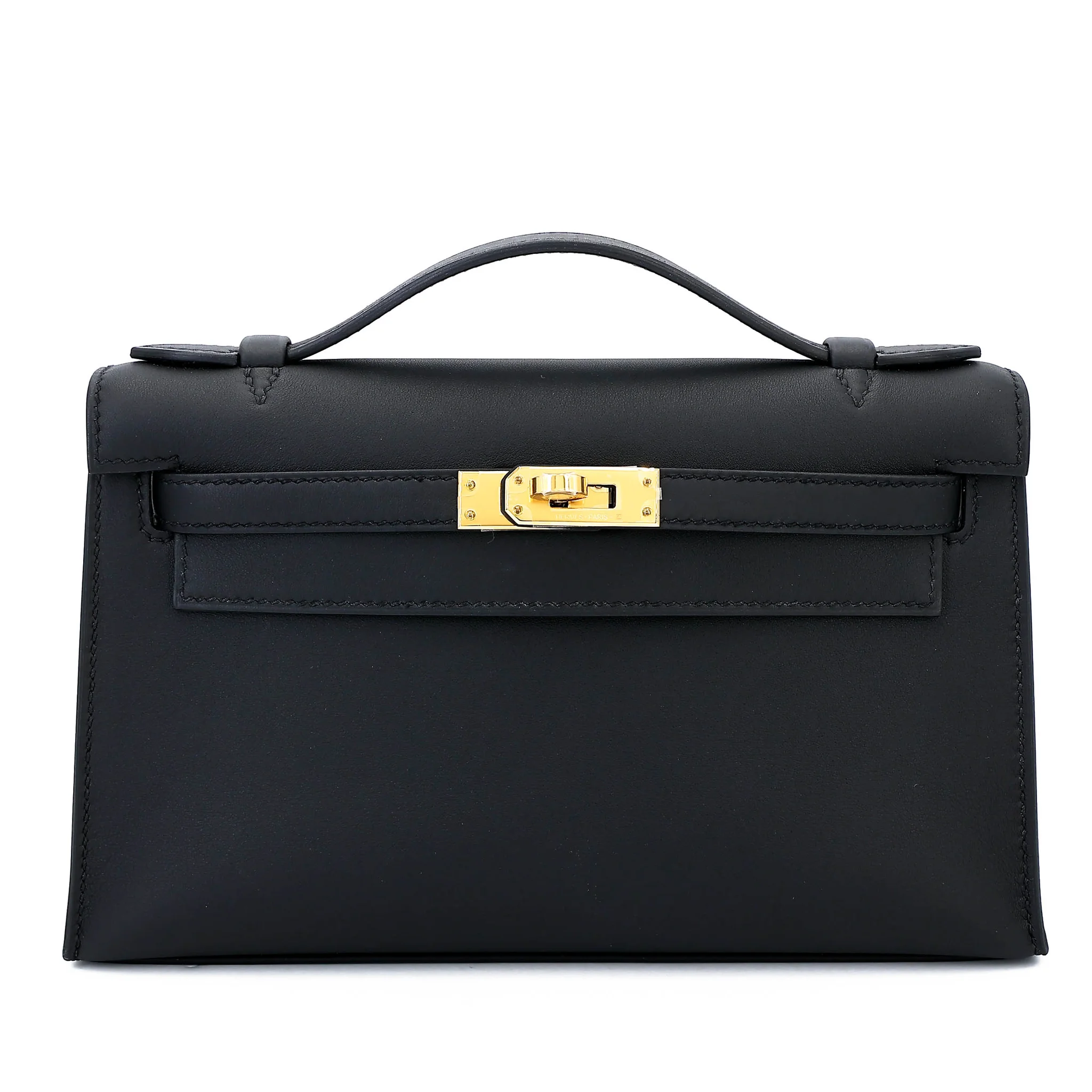 Brand New ( Rank N ) HERMÈS Kelly Pochette Noir (89) Swift Gold hardware K (2025)