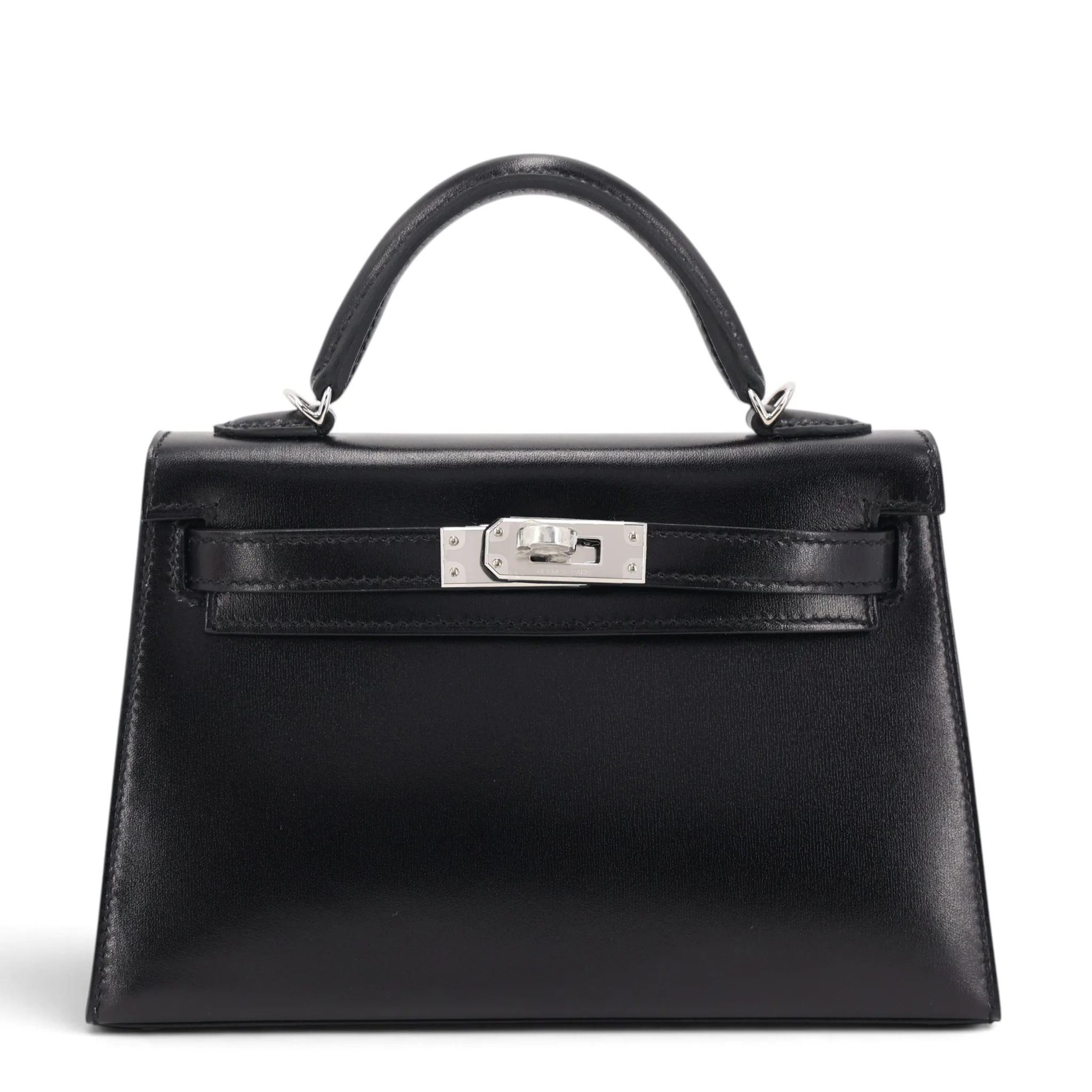 Brand New ( Rank N ) HERMÈS Mini Kelly II Noir (89) Box-calf Palladium hardware G (2026)