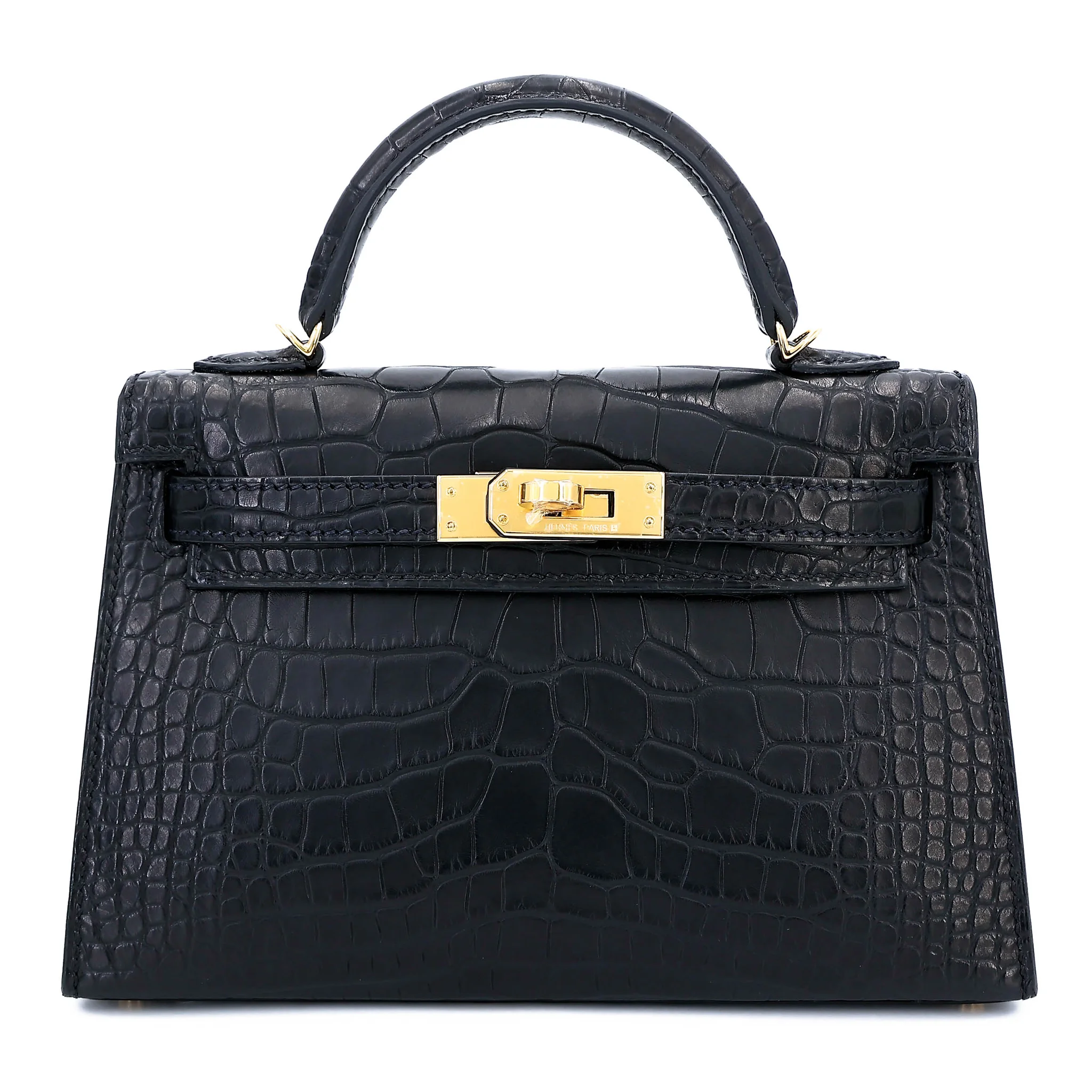 Brand New ( Rank N ) HERMÈS Mini Kelly II Noir (89) Matte Alligator Gold hardware G (2026)
