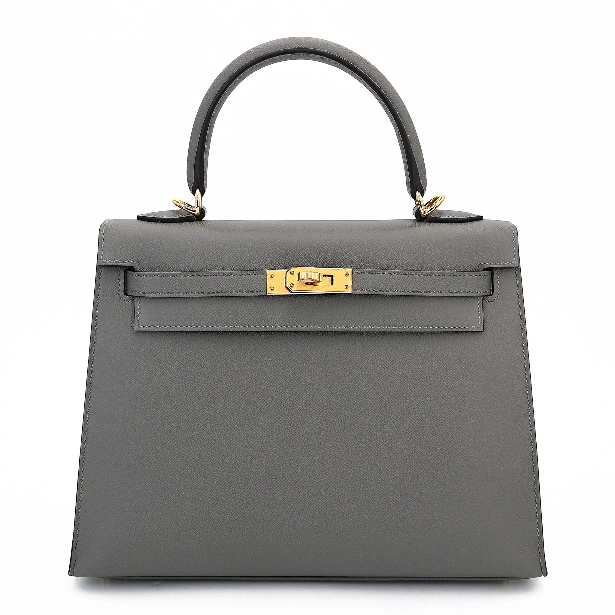 Excellent ( Rank SA ) HERMÈS Kelly 25 Sellier Gris Meyer (0L) Madame Gold hardware B (2023)