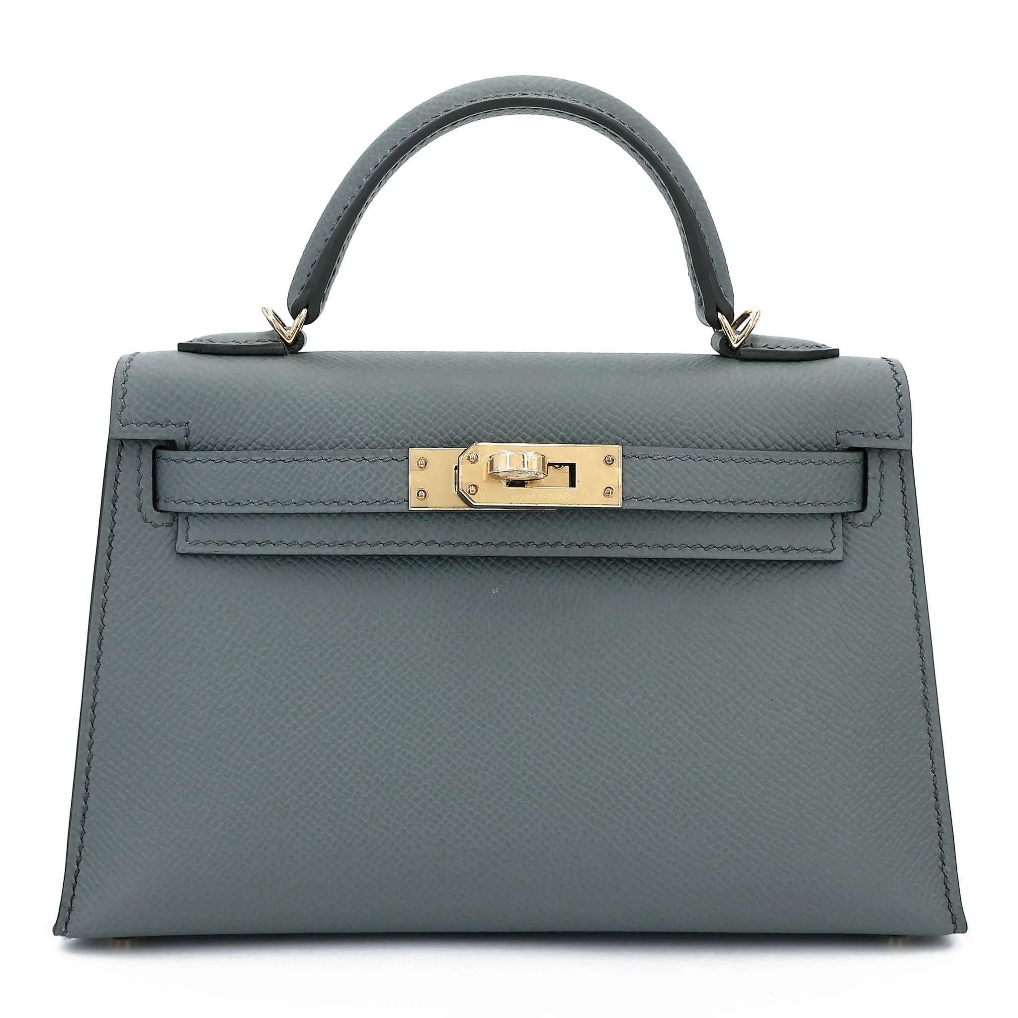 Unused ( Rank NS ) HERMÈS Mini Kelly II Vert Amande (63) Epsom Permabrass hardware K (2025)