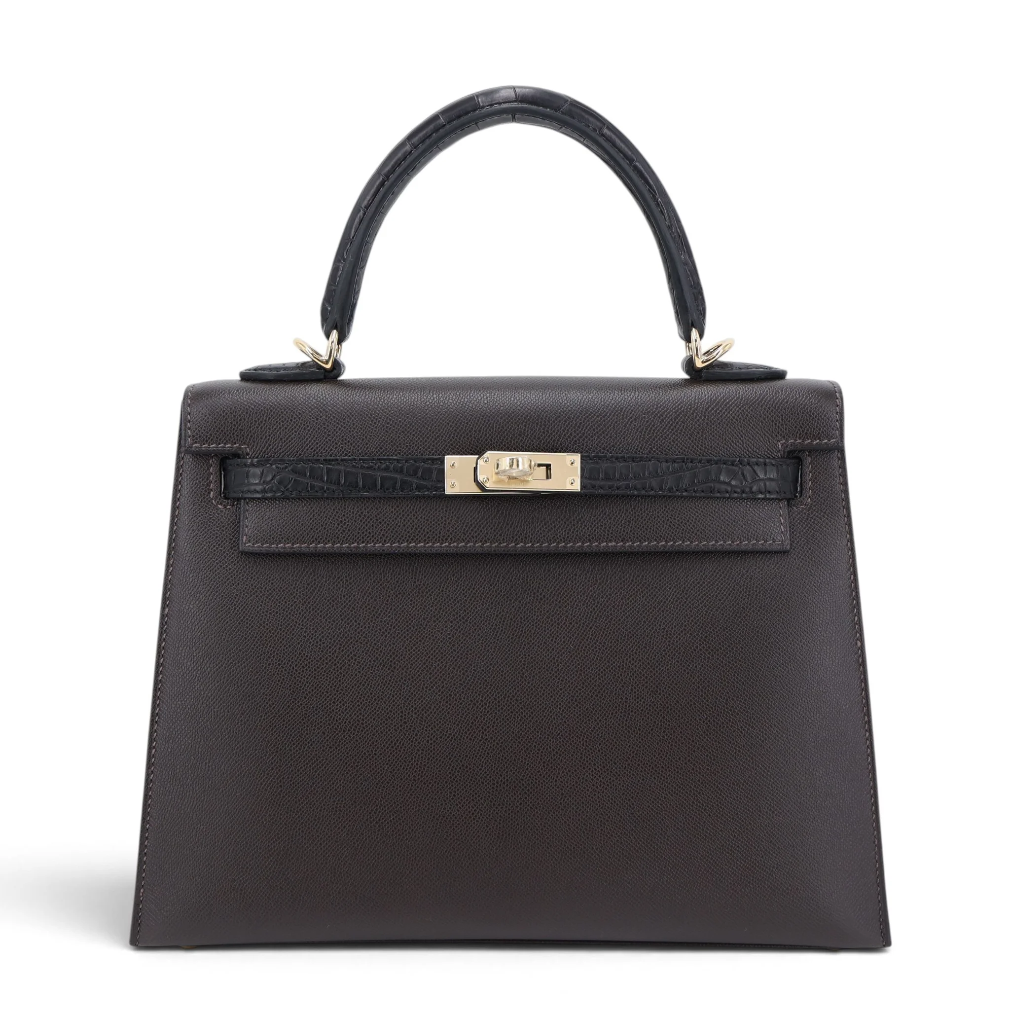 Brand New ( Rank N ) HERMÈS Kelly 25 Sellier Touch Bai Brun（T3） Noir (89) Matte Alligator Madame Permabrass hardware G (2026)