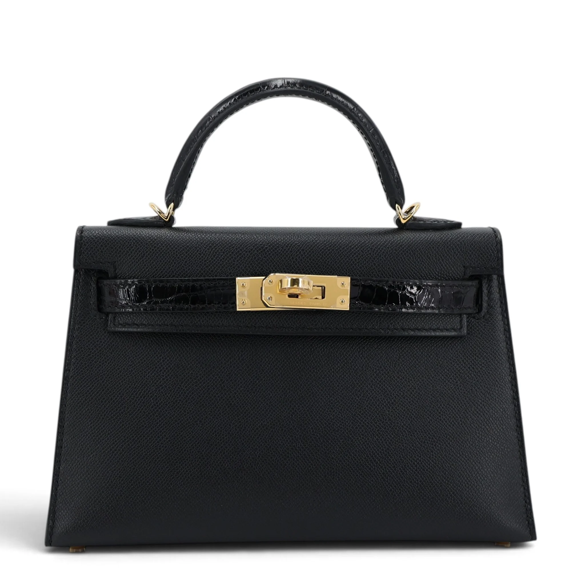 Brand New ( Rank N ) HERMÈS Mini Kelly II Touch Noir (89) Shiny Alligator Madame Gold hardware G (2026)