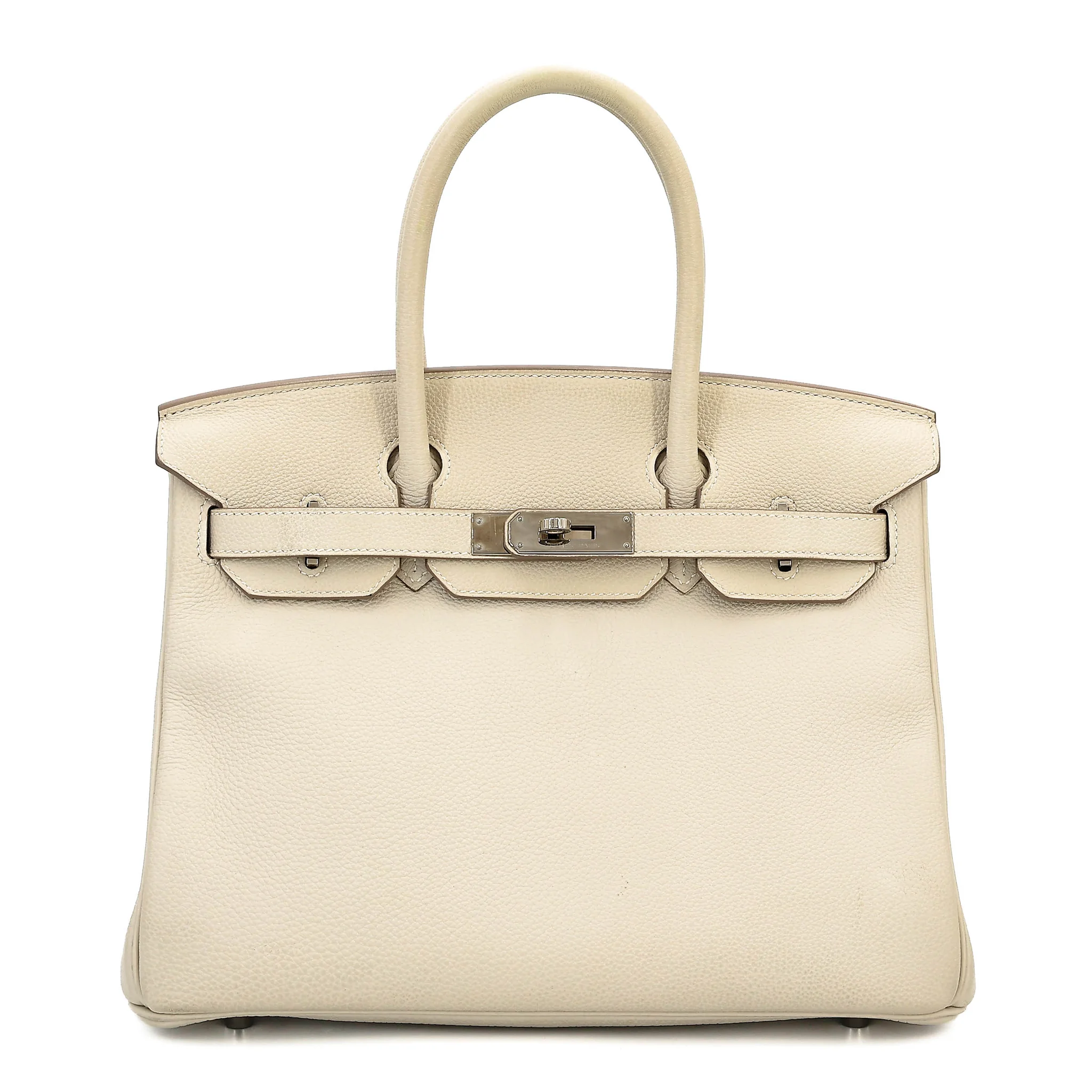 Very Good ( Rank A) HERMÈS Birkin 30 Craie (10) Togo Palladium hardware X (2016)