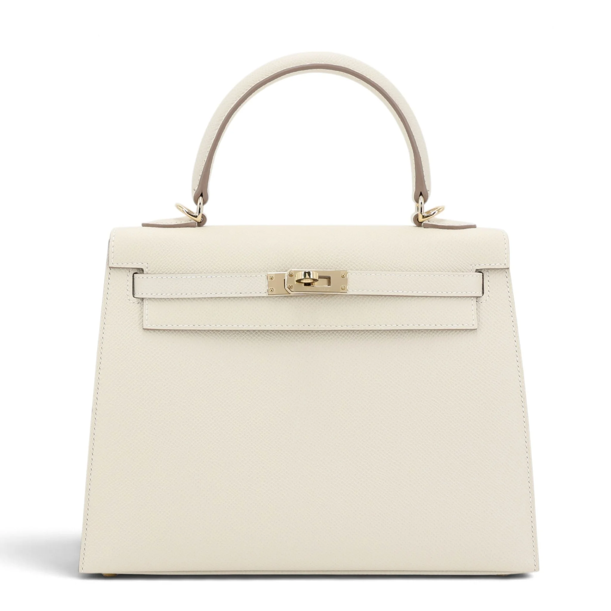 Excellent ( Rank SA ) HERMÈS Kelly 25 Sellier Craie (10) Epsom Permabrass hardware G (2026)