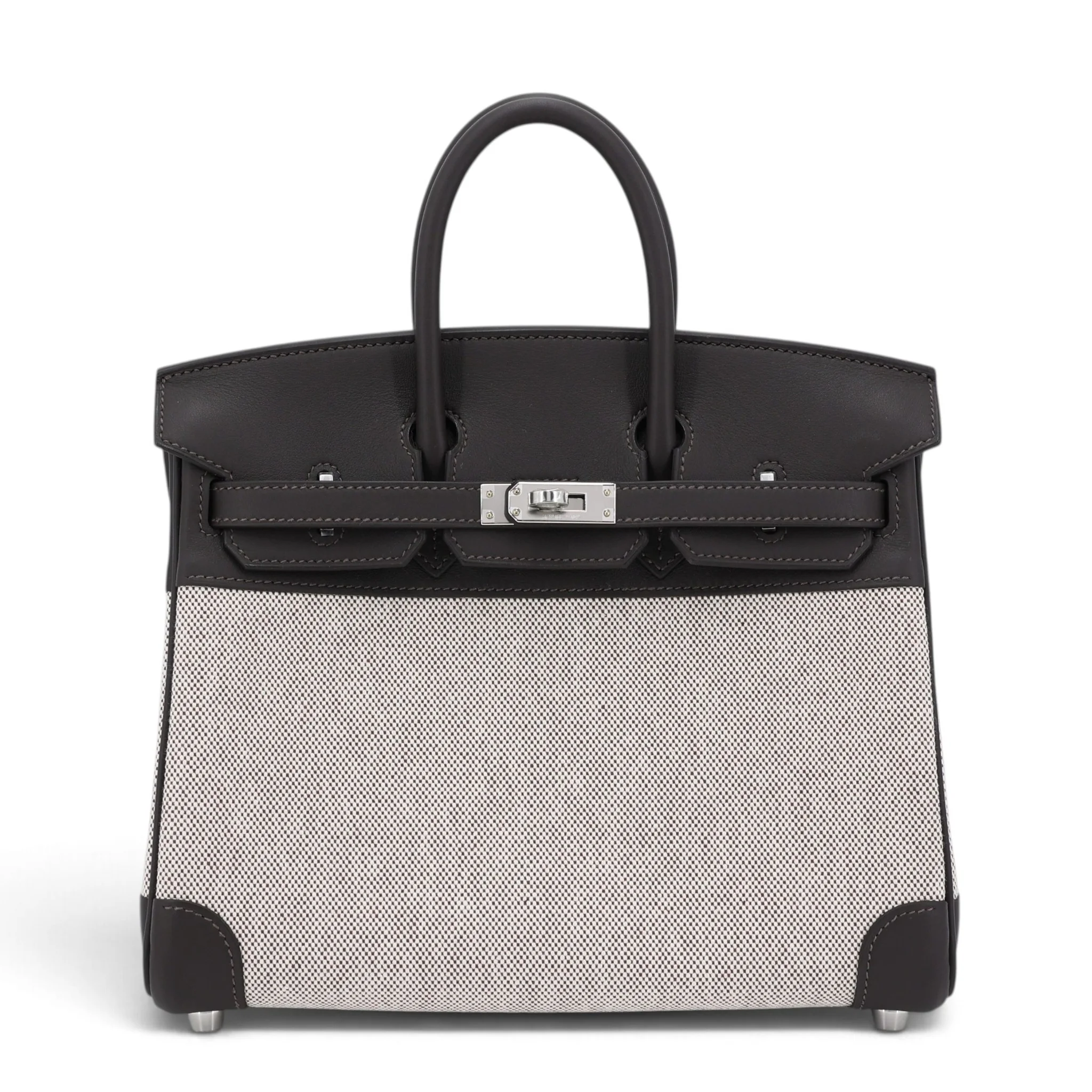 Brand New ( Rank N ) HERMÈS Birkin 25 Bai Brun（T3） Swift Toile H canvas Palladium hardware G (2026)