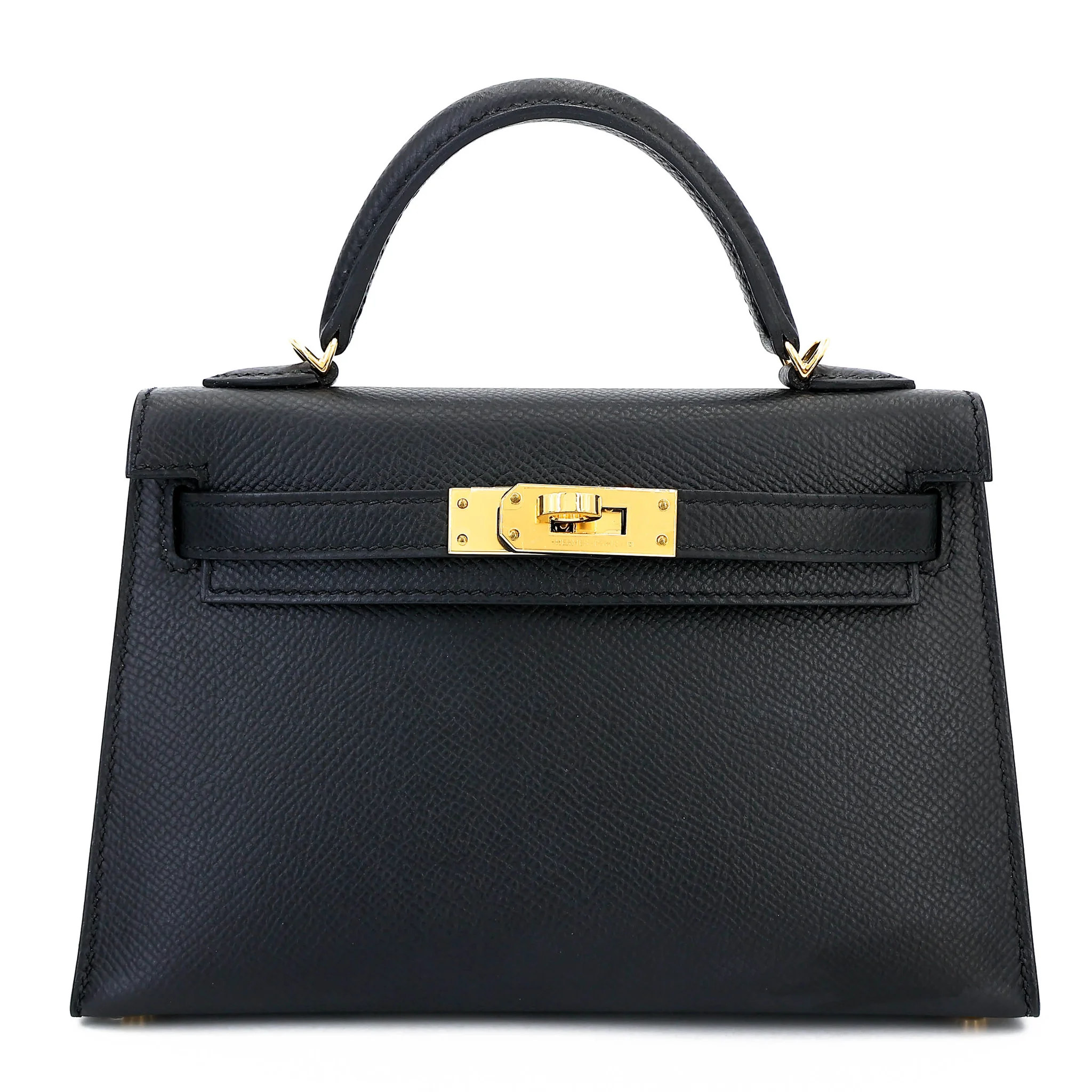 Excellent ( Rank SA ) HERMÈS Mini Kelly II Noir (89) Epsom Gold hardware Z (2021)