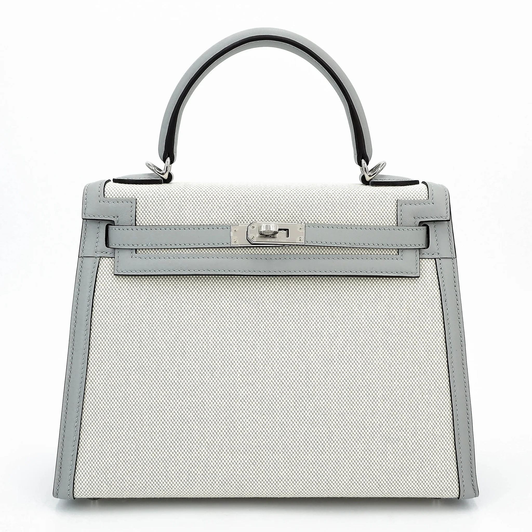 Brand New ( Rank N ) HERMÈS Kelly 25 Sellier Bleu Glacier (8U) Toile H canvas Swift Palladium hardware K (2025)