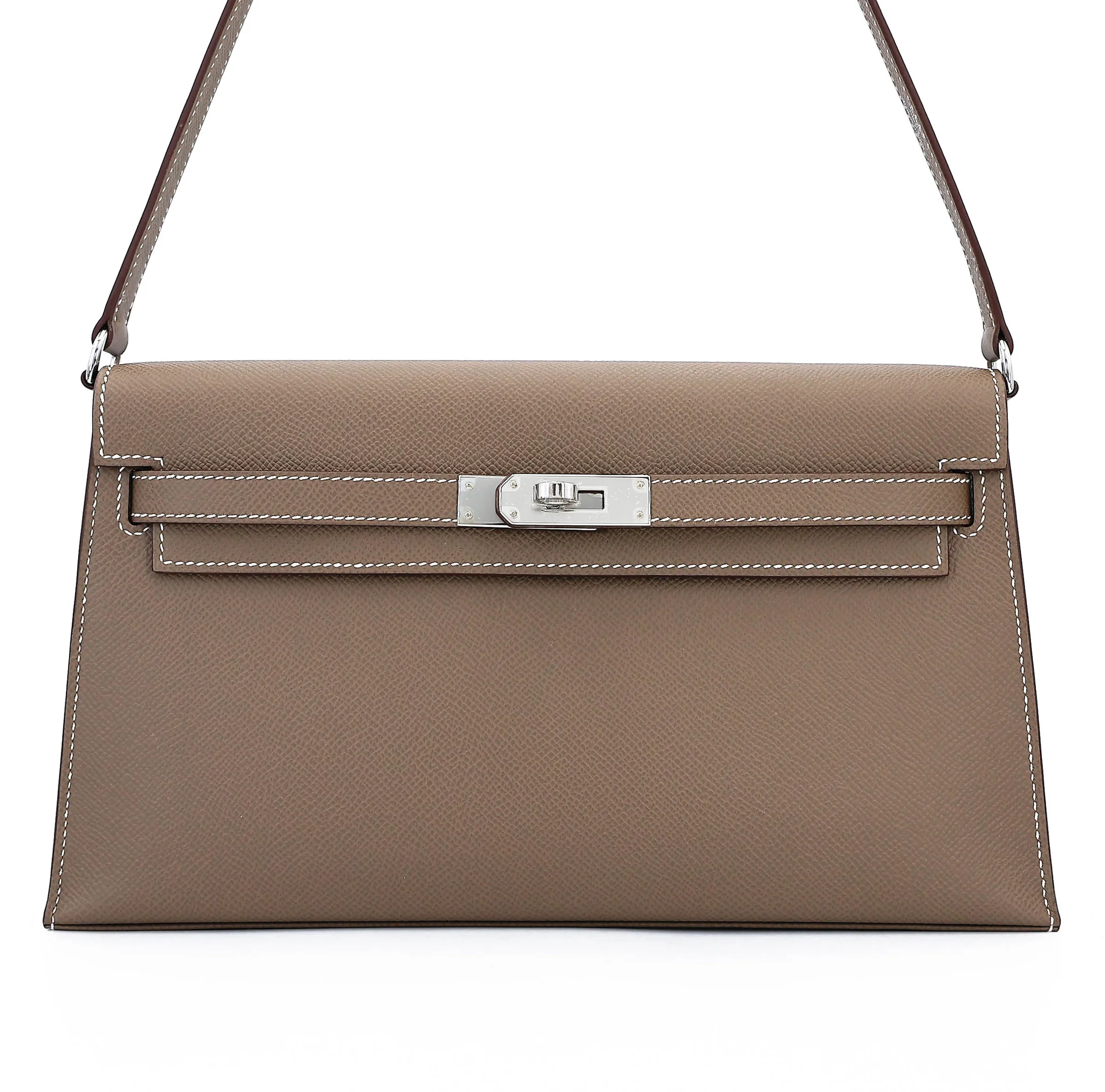 Brand New ( Rank N ) HERMÈS Kelly Elan Etoupe (18) Epsom Palladium hardware G (2026)